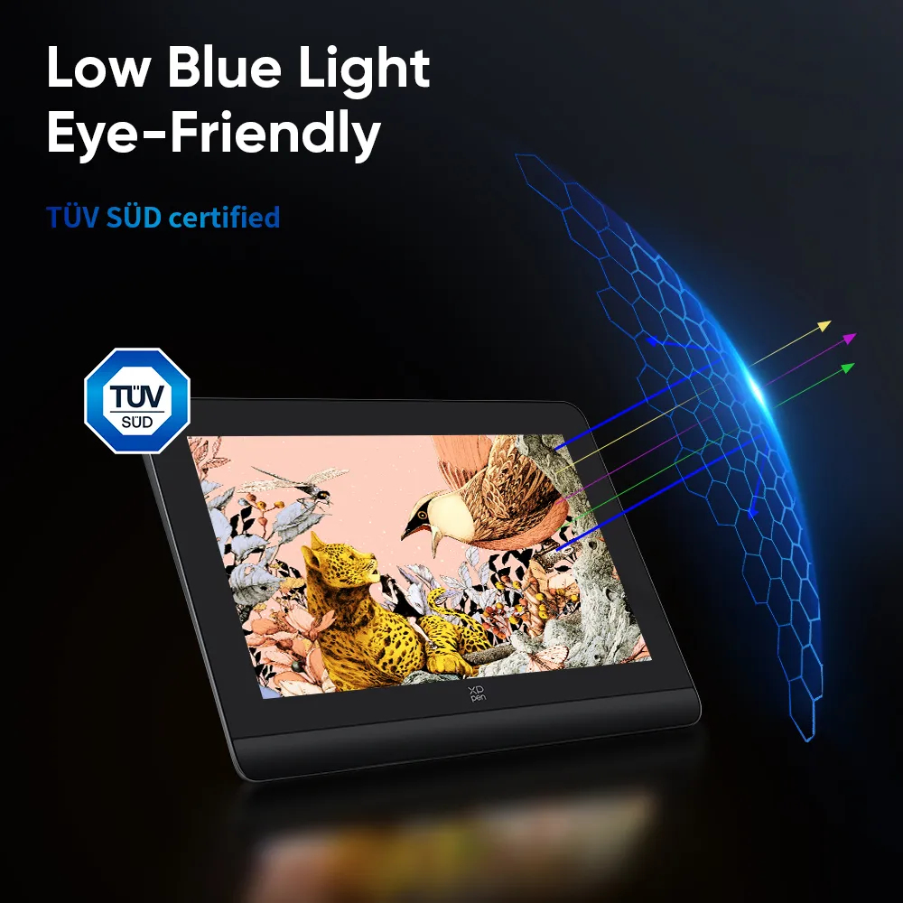 Ein Grafiktablett mit Low-Blue-Light-Technologie, das als augenfreundlich zertifiziert ist.