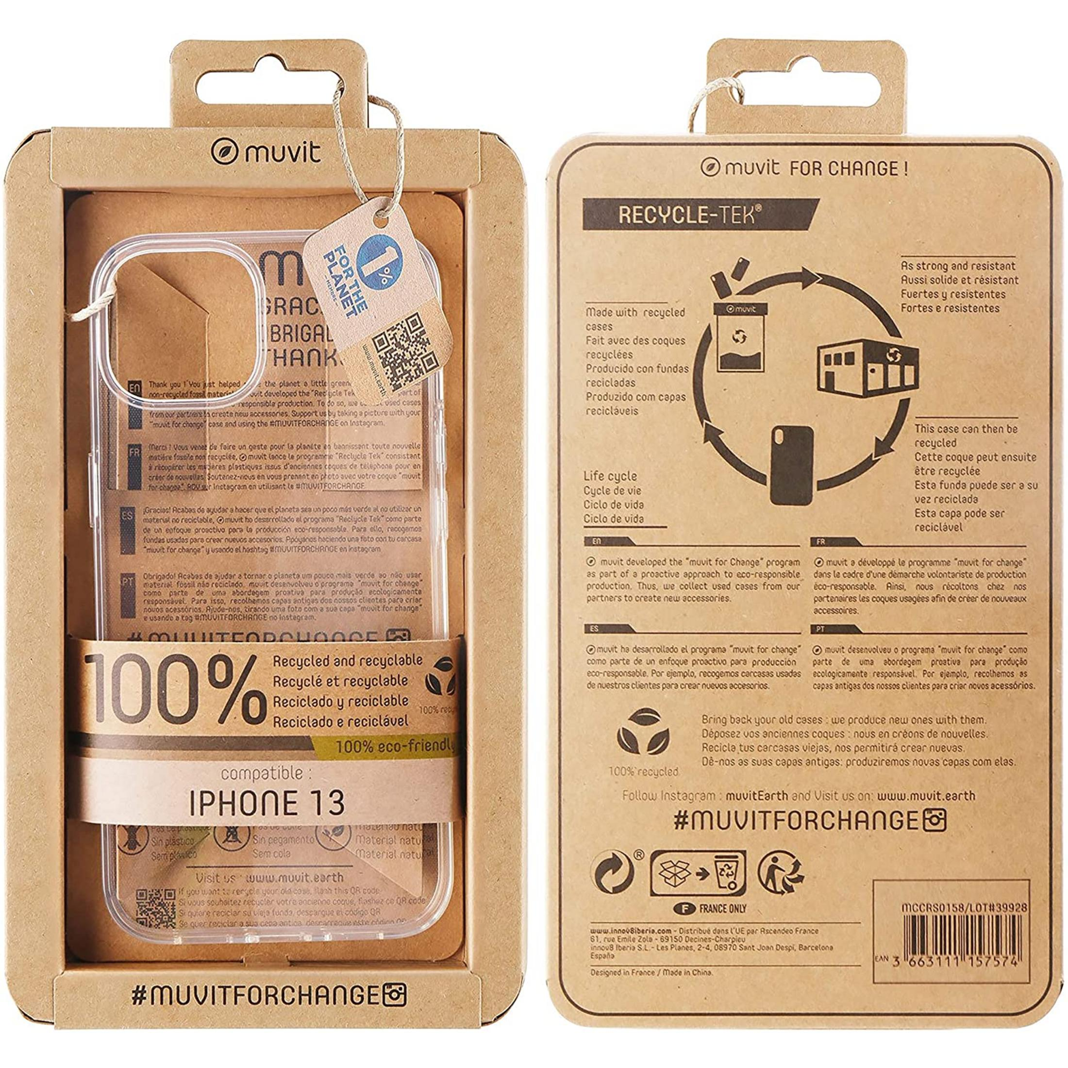 Custodia Muvit per iPhone 13, 100% riciclata, ecologica.