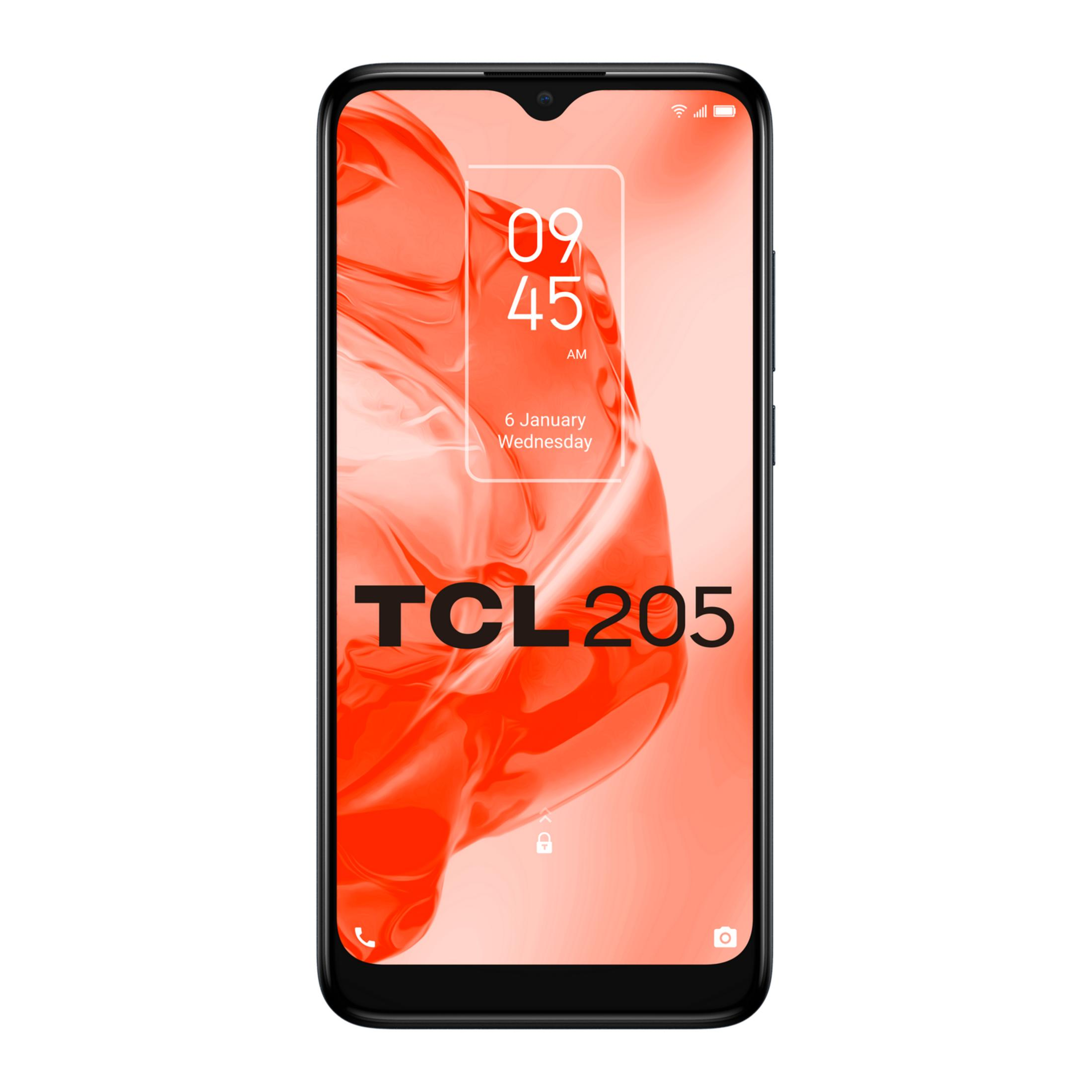 Uno smartphone nero con sfondo astratto arancione mostra le 09:45 AM e la data.