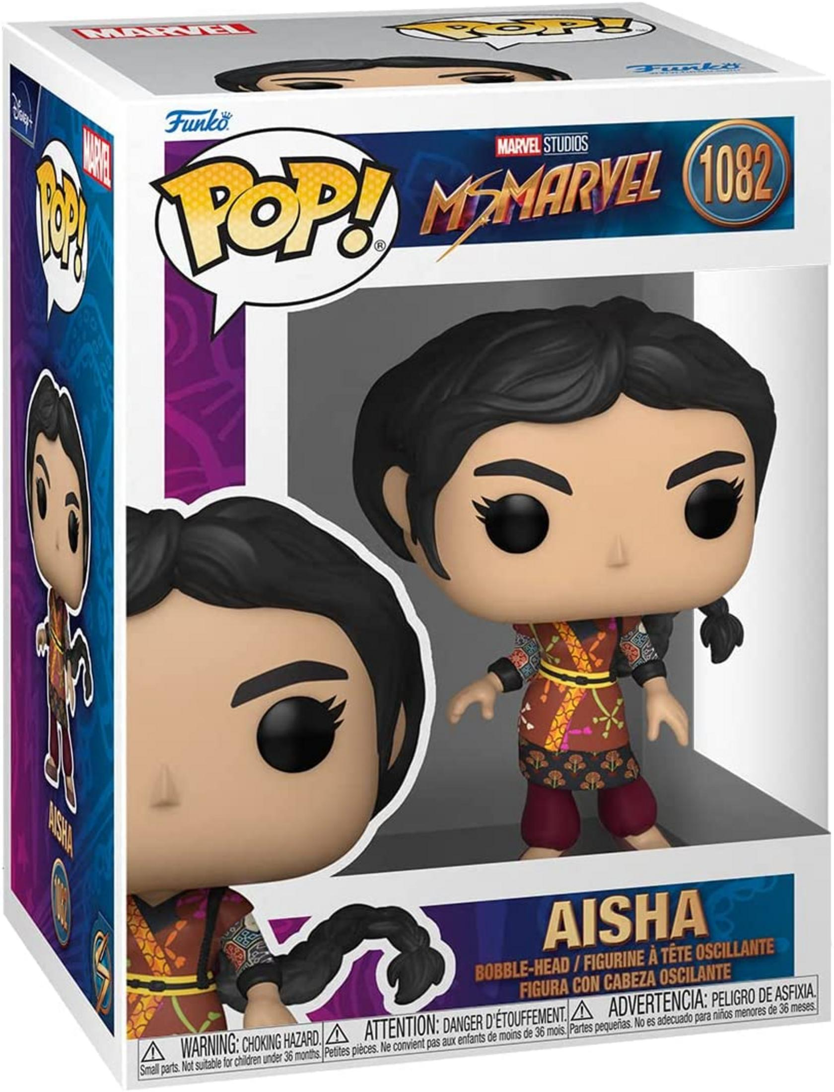Funko Pop! Figur von Aisha aus Ms. Marvel, mit Zopf und buntem Outfit.