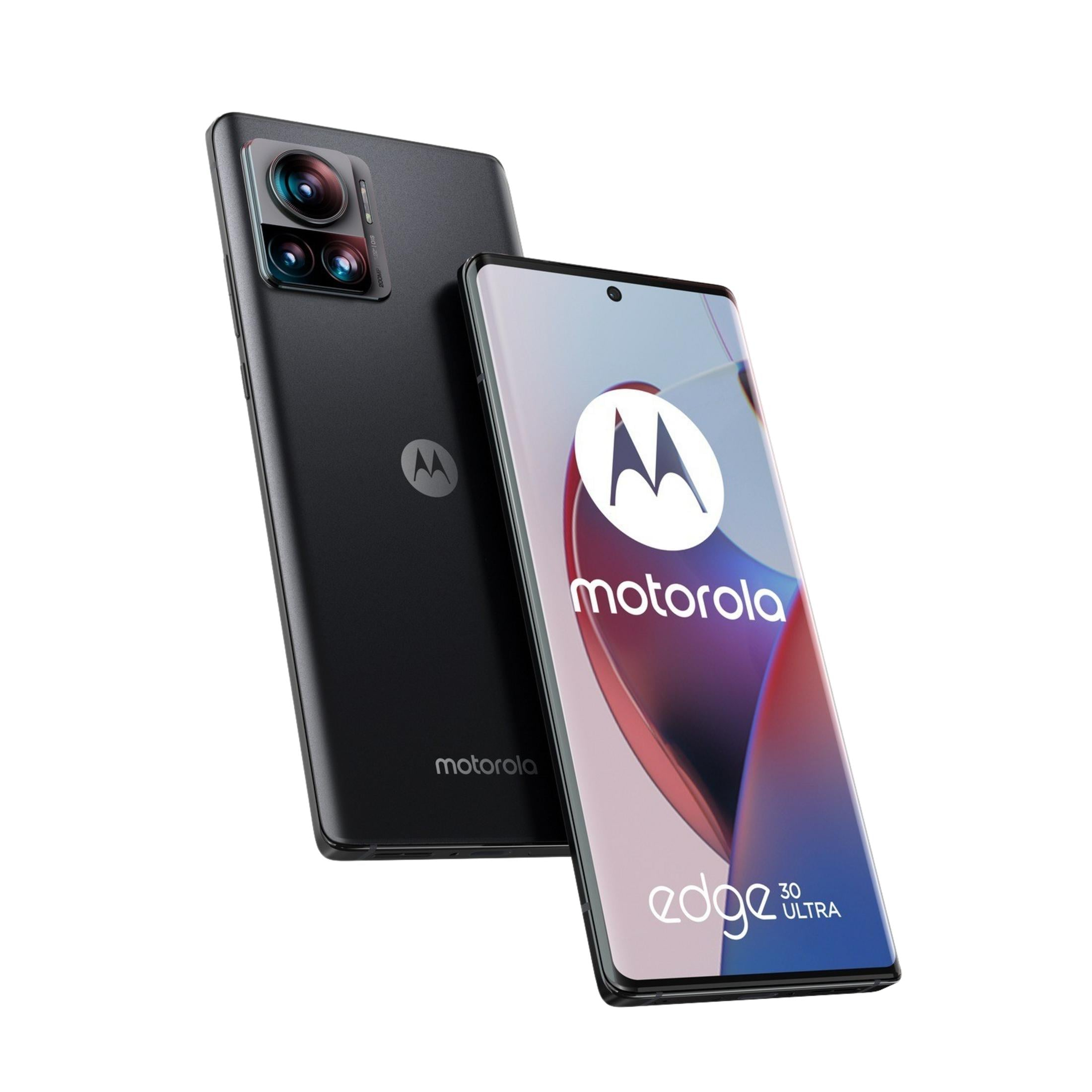 Uno smartphone Motorola Edge 30 Ultra nero con fotocamere posteriori.