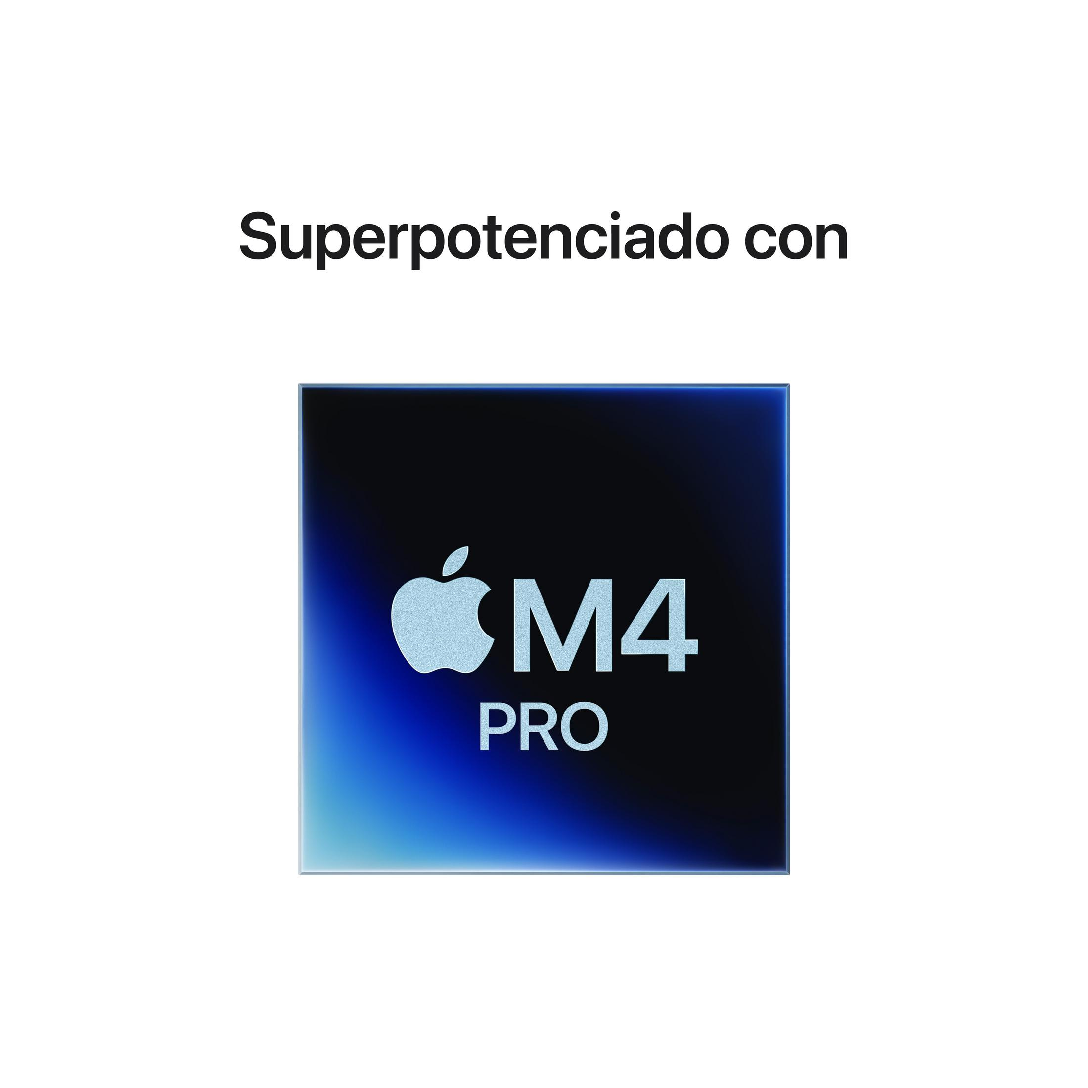 Logo del chip Apple M4 Pro su sfondo sfumato blu.