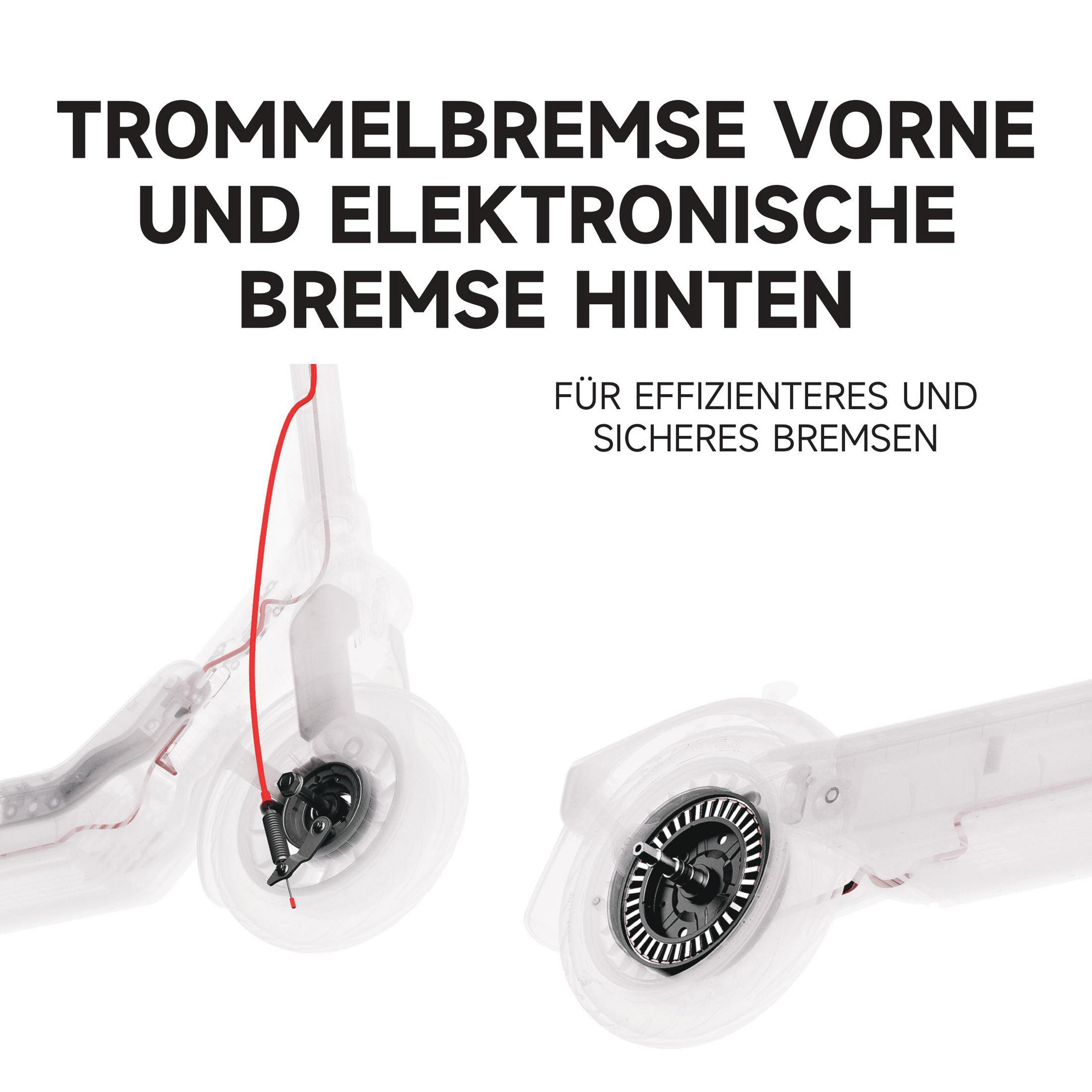 Explosionszeichnung von Trommel- und elektronischen Bremsen für Roller.