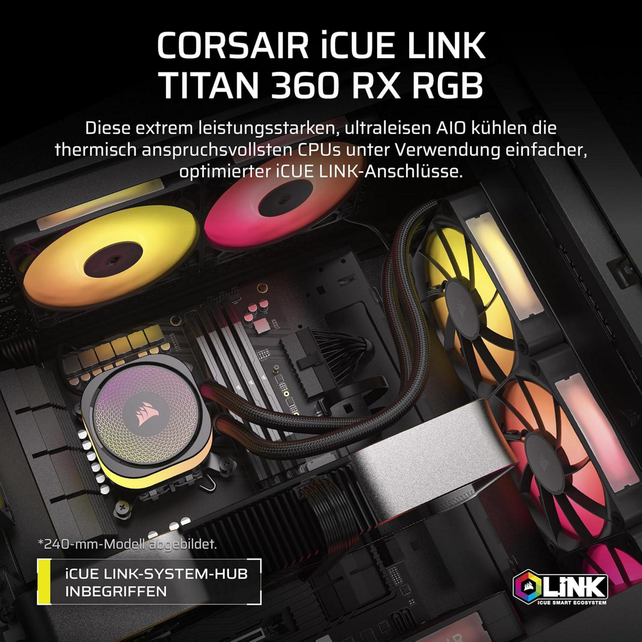 Refrigeración PC Corsair iCUE LINK Titan 360 RX RGB con ventiladores RGB.