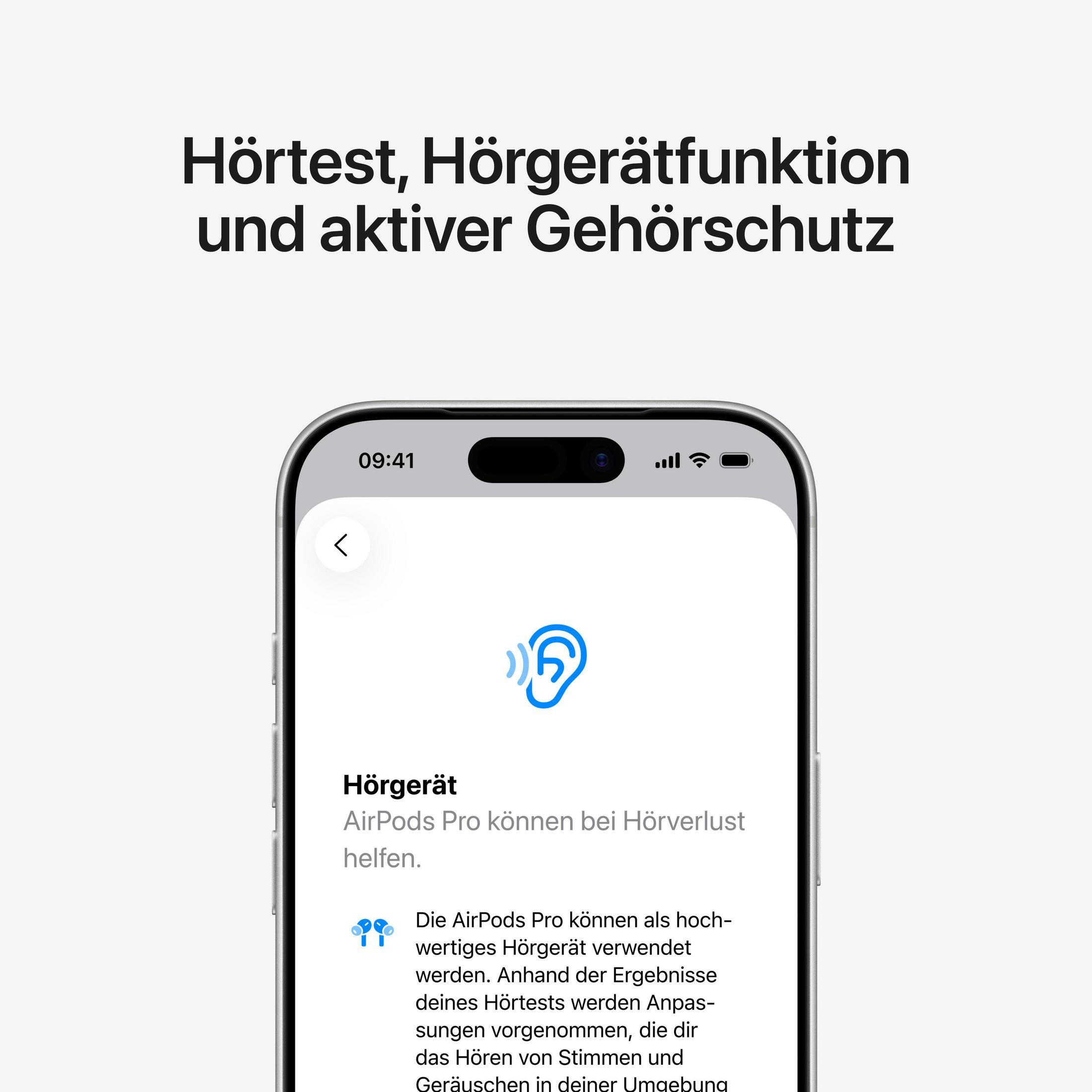 Bir iPhone, kulak simgesi ve metin içeren bir işitme cihazı uygulaması gösterir.