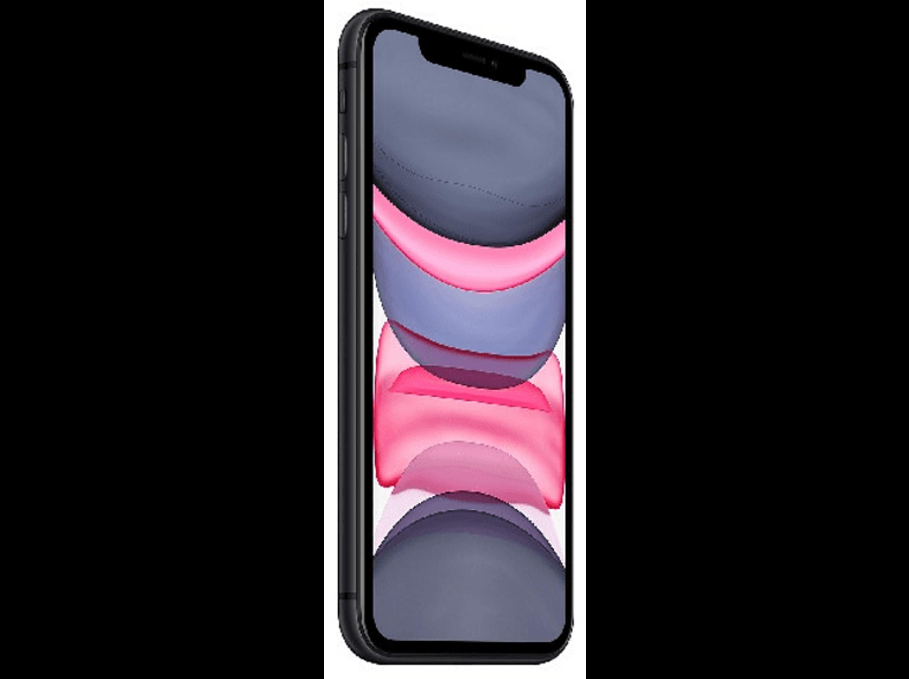 Smartphone scuro con onde rosa e grigie sullo schermo.