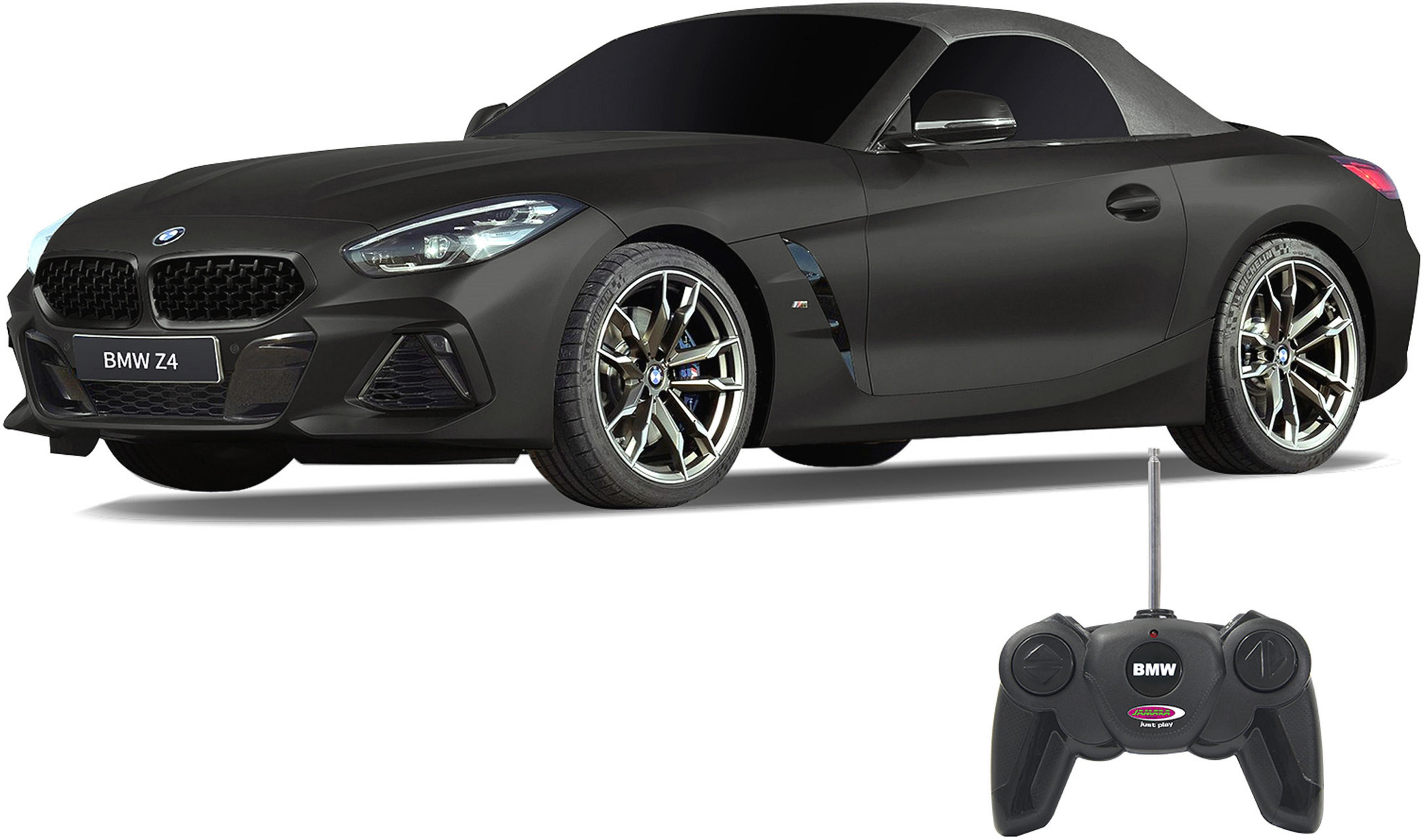 Schwarzes ferngesteuertes BMW Z4 Cabrio mit Fernbedienung.