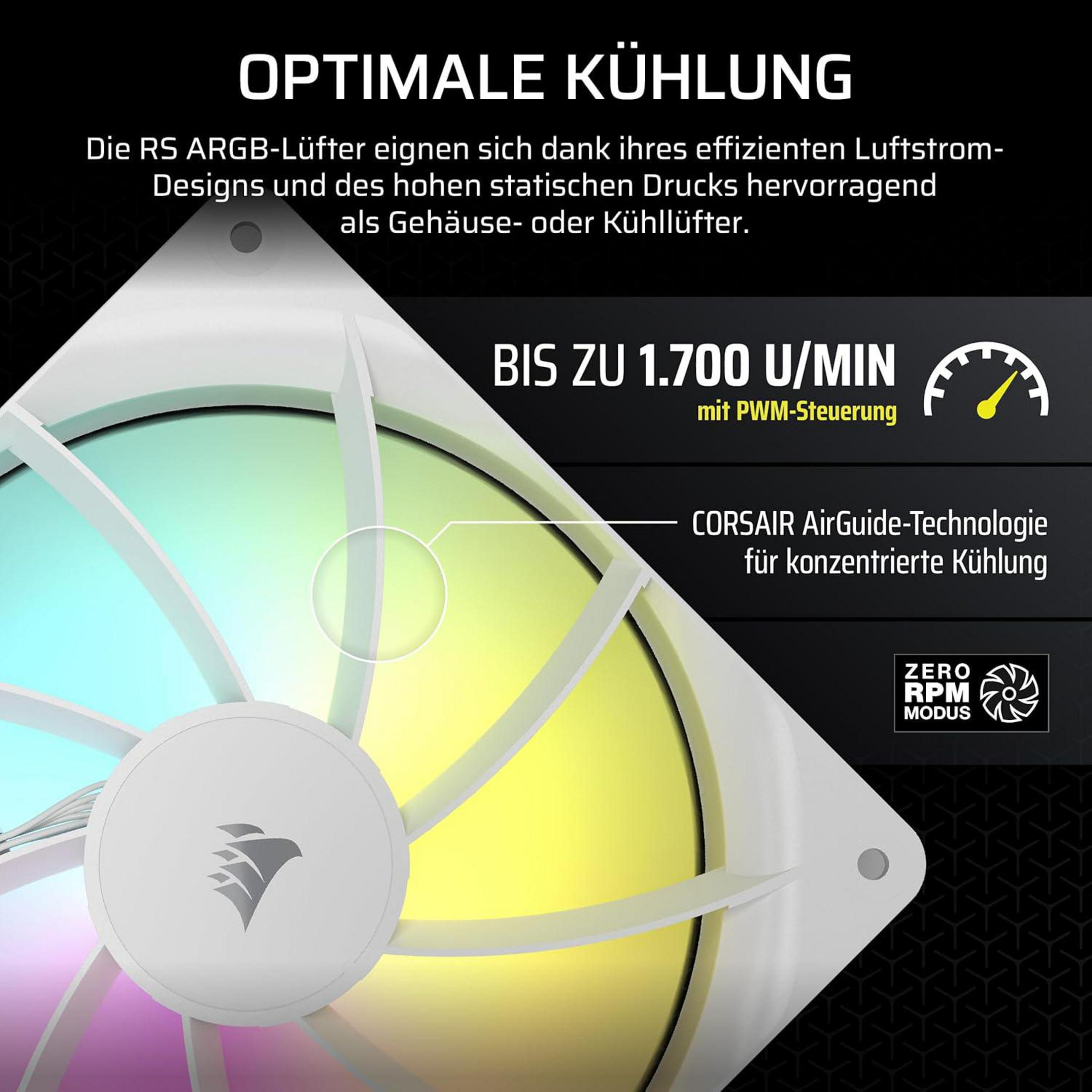 Una ventola bianca con illuminazione RGB, che gira fino a 1.700 giri/min.