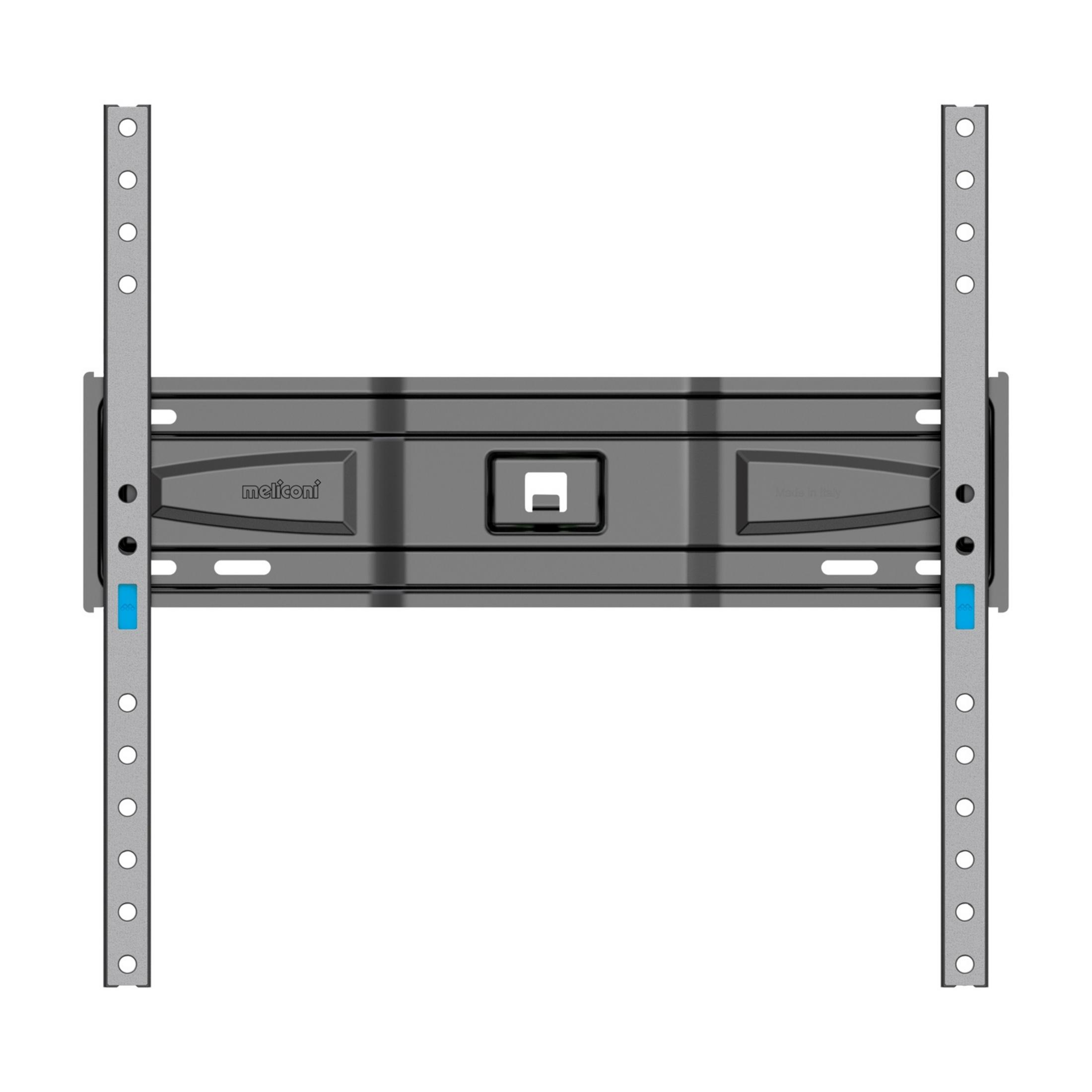 Soporte de pared para TV gris con barra central horizontal y brazos verticales.