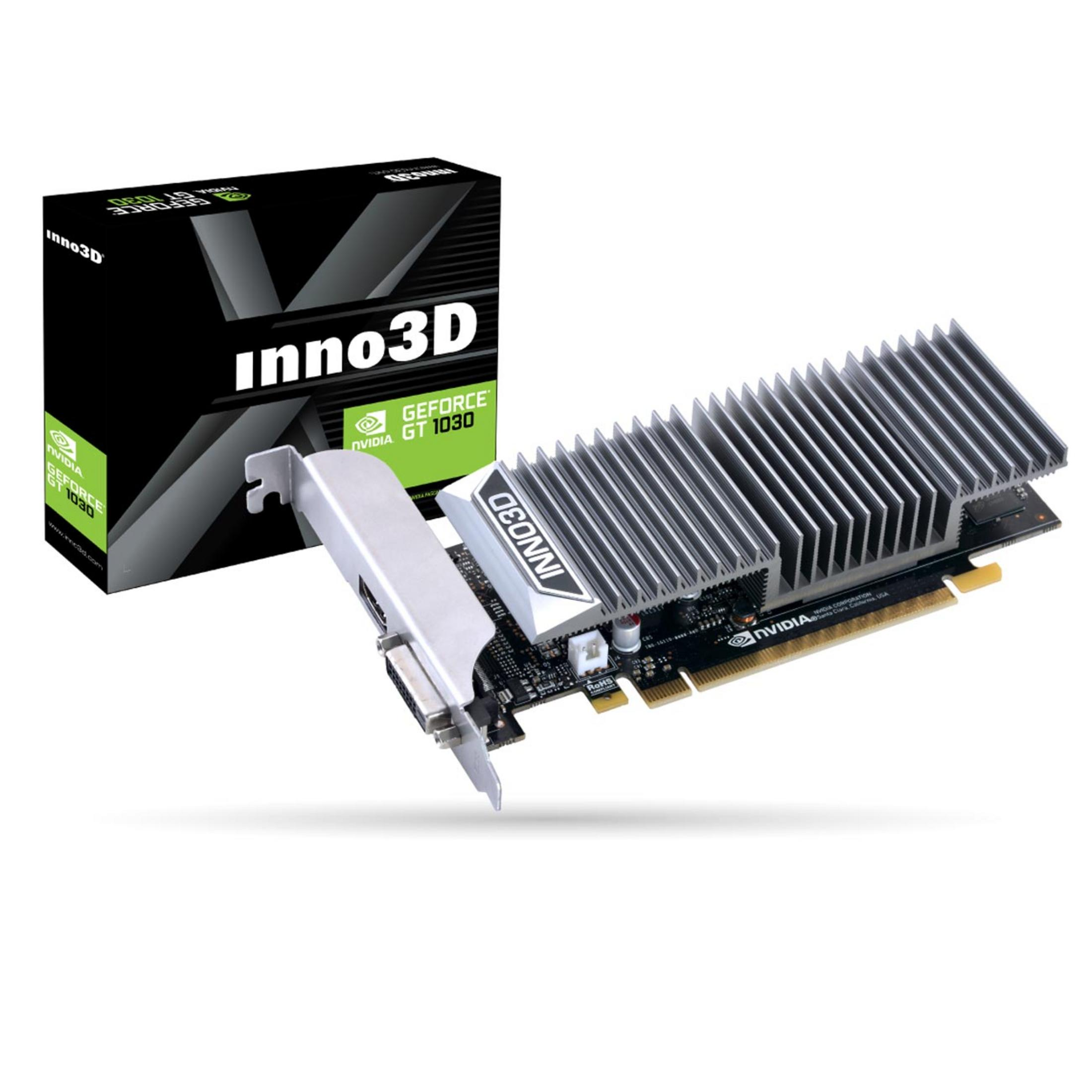 Carte graphique Inno3D GeForce GT 1030 avec radiateur et boîte.