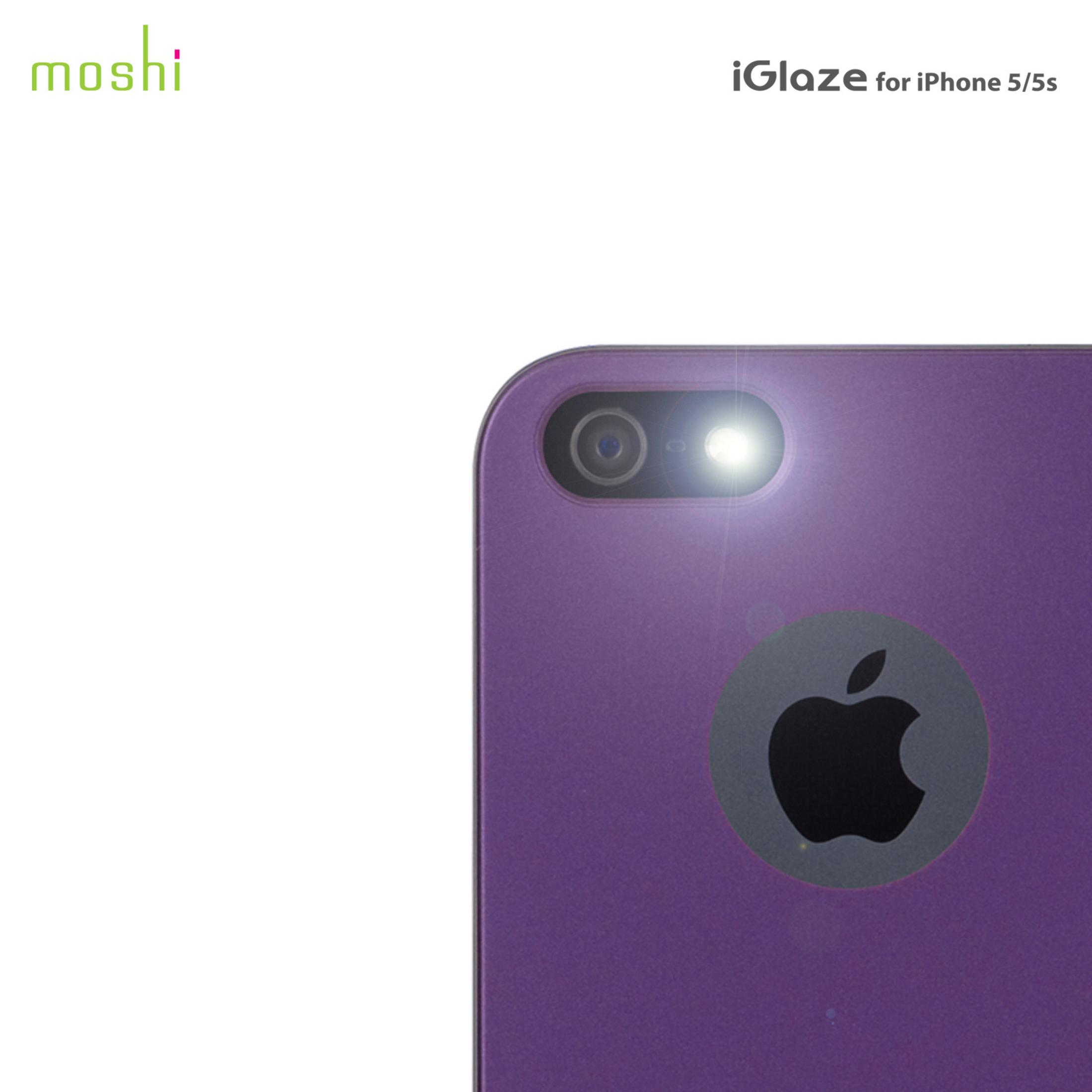 Retro viola dell'iPhone con fotocamera, flash e logo Apple.