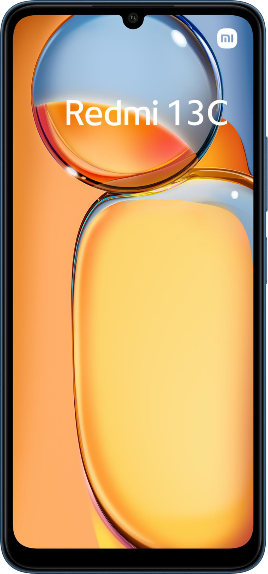 Ein blaues Smartphone mit dem Text „Redmi 13C“ auf dem Bildschirm.