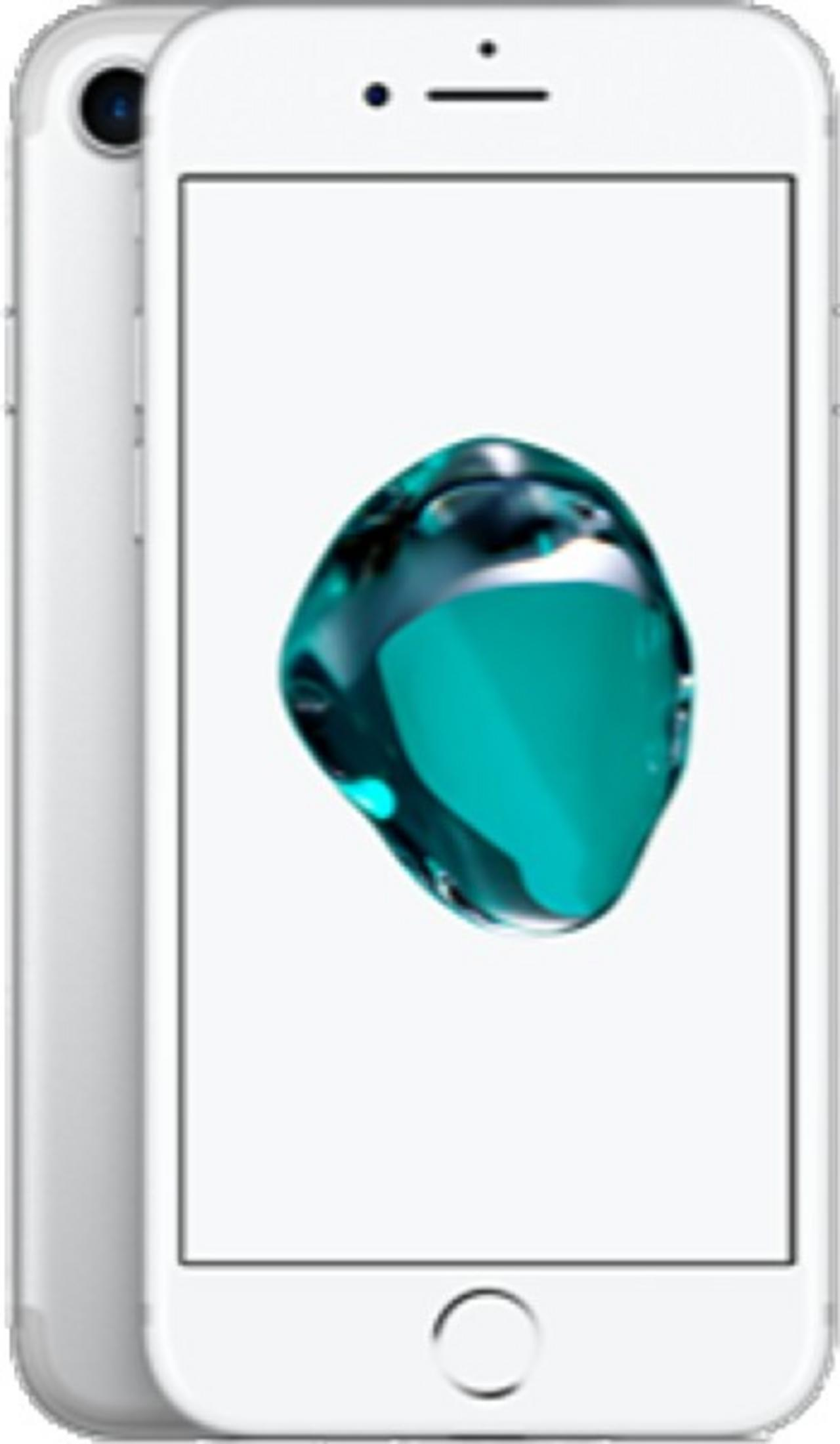 Un iPhone bianco con liquido turchese sullo schermo.