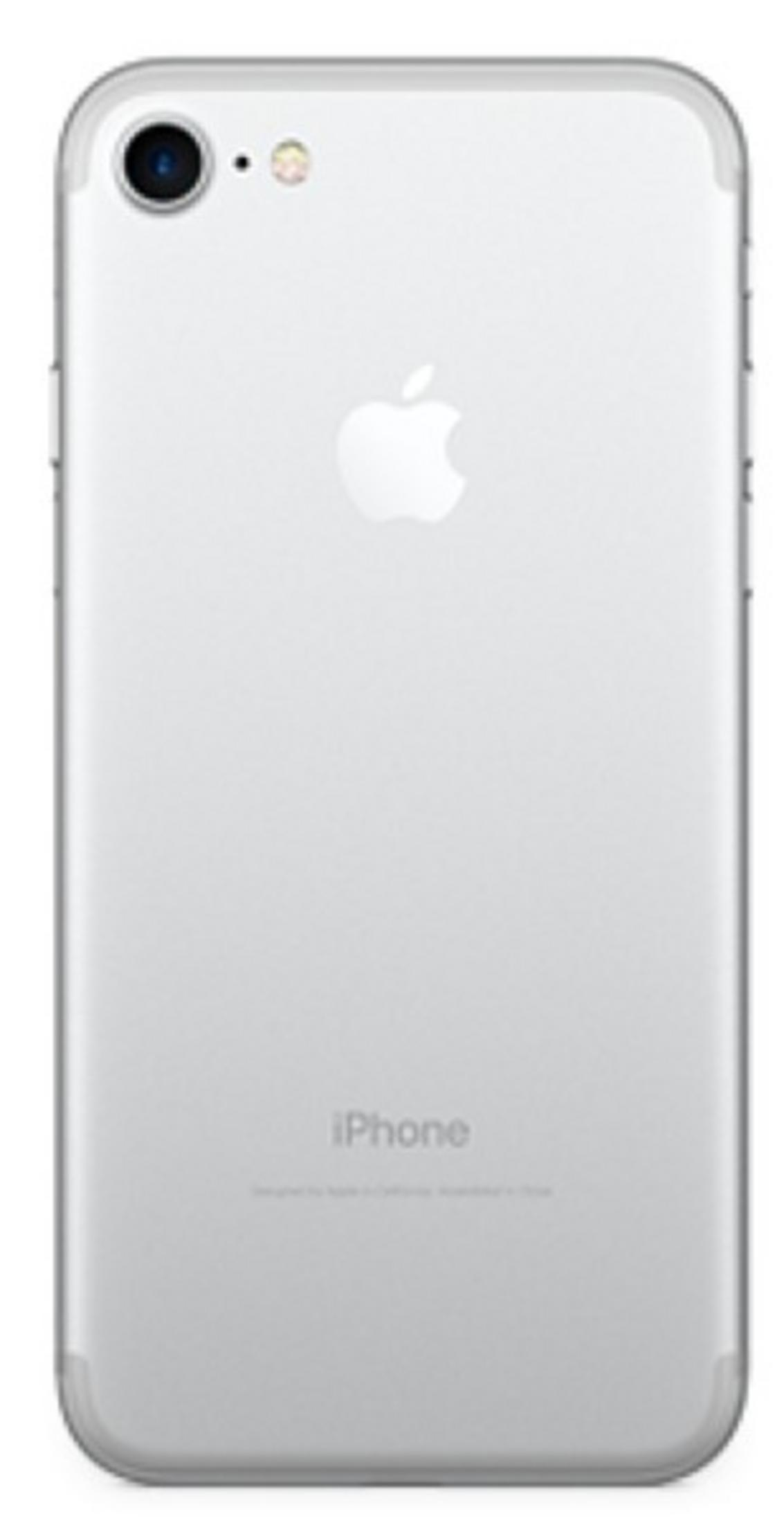 Retro di un iPhone argentato con logo Apple e fotocamera.