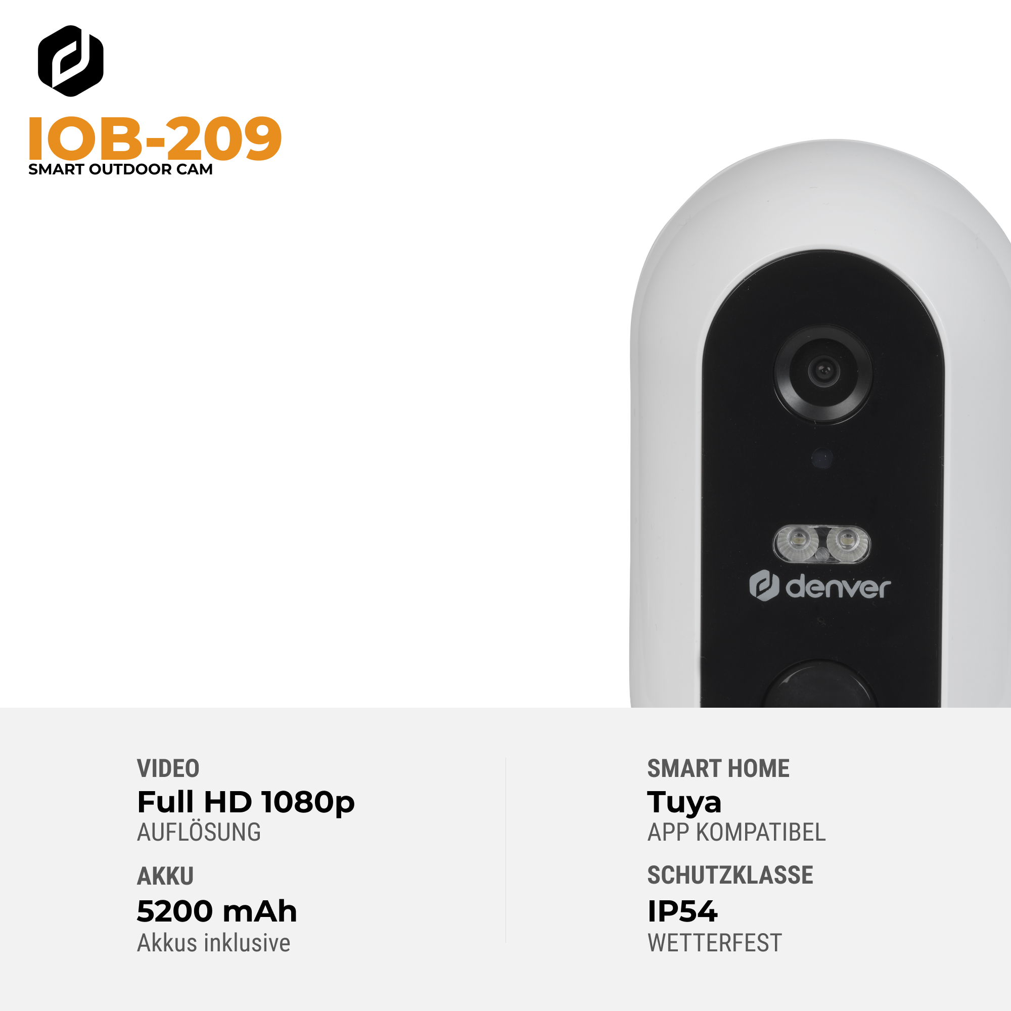 Denver IOB-209 Smart Outdoor Cam: Full HD, bateria 5200mAh, aplikacja Tuya, IP54.