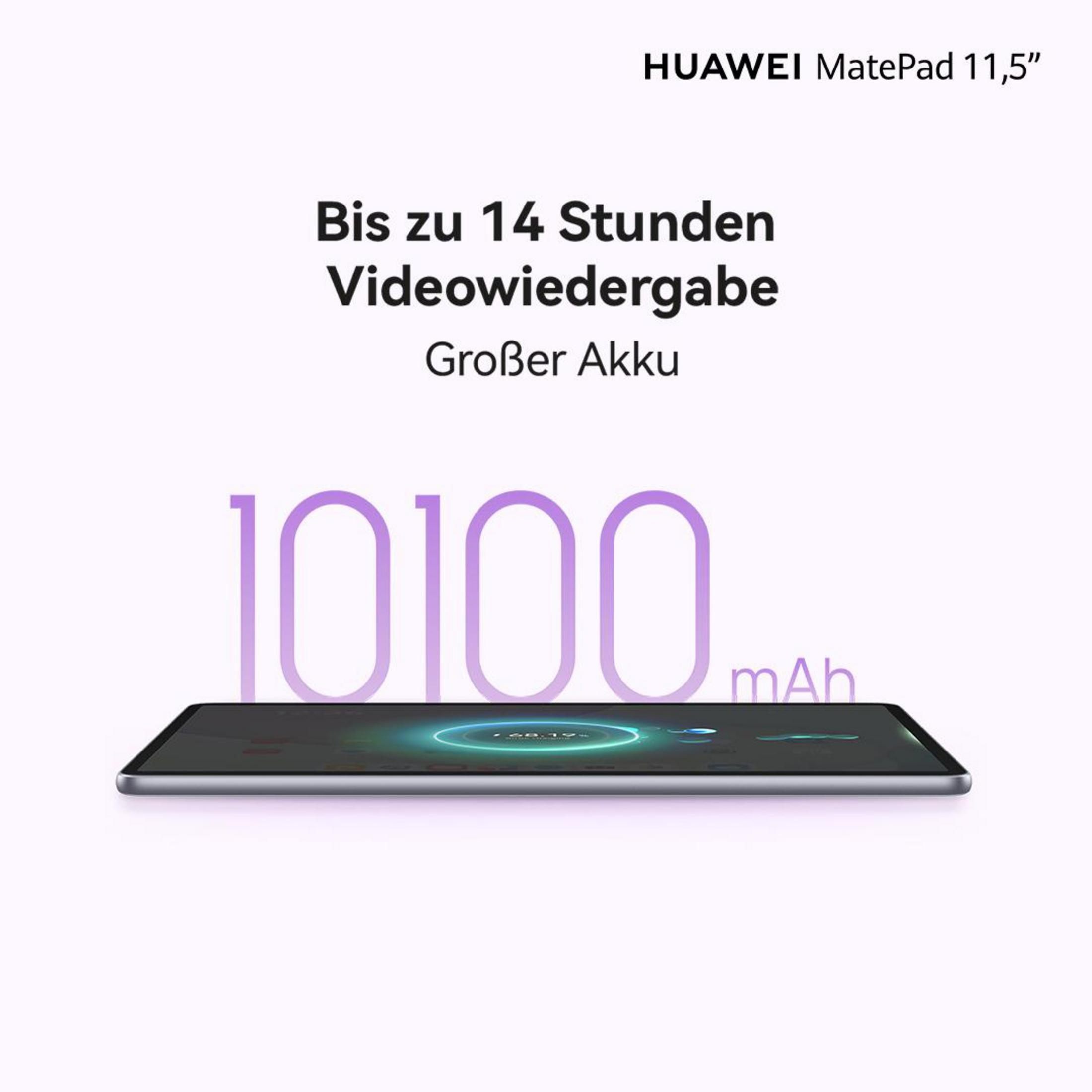 HUAWEI MatePad 11,5 Zoll mit 10100 mAh Akku für 14 Std. Videowiedergabe.