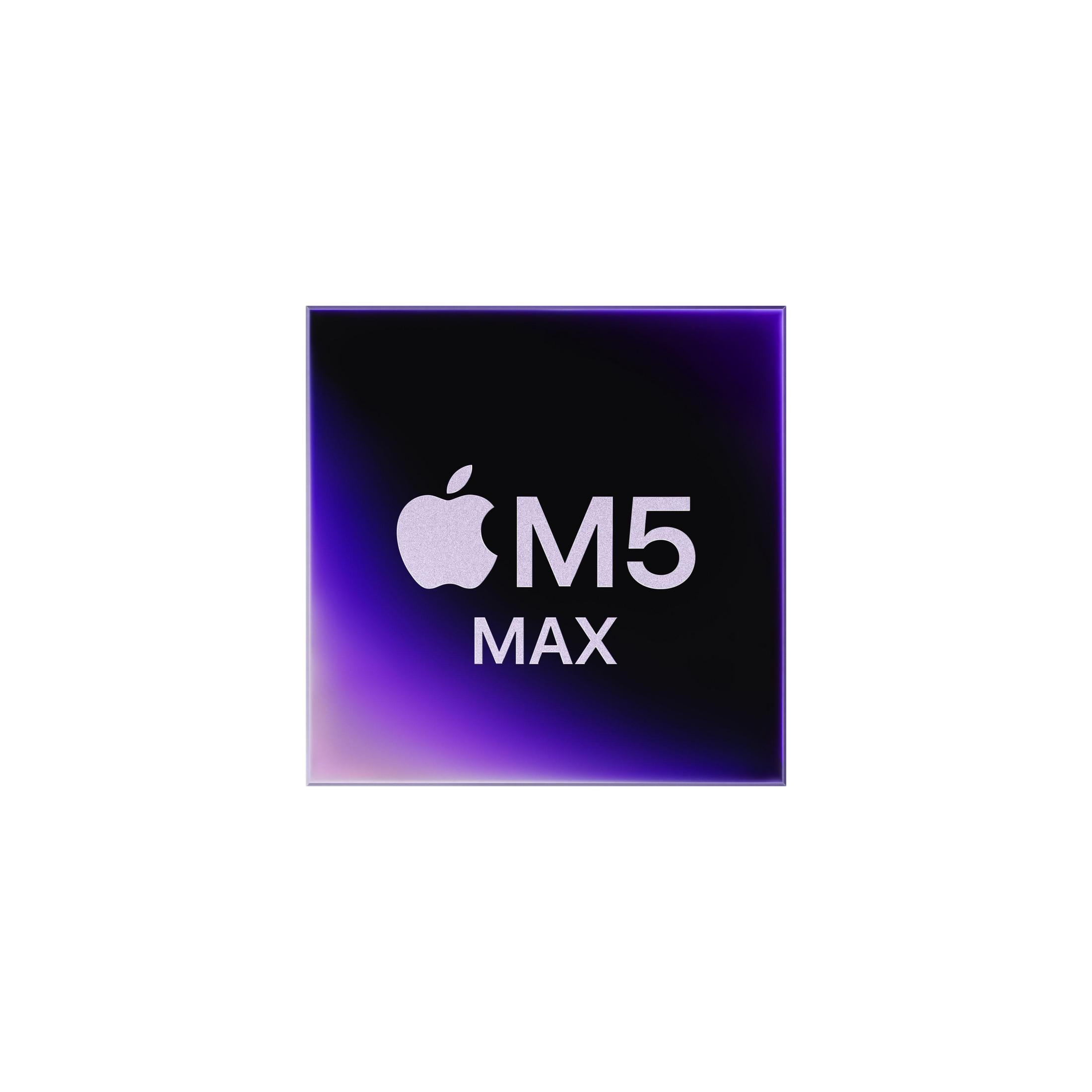 Apple M5 Max Chip Logo auf dunklem Hintergrund mit Farbverlauf.
