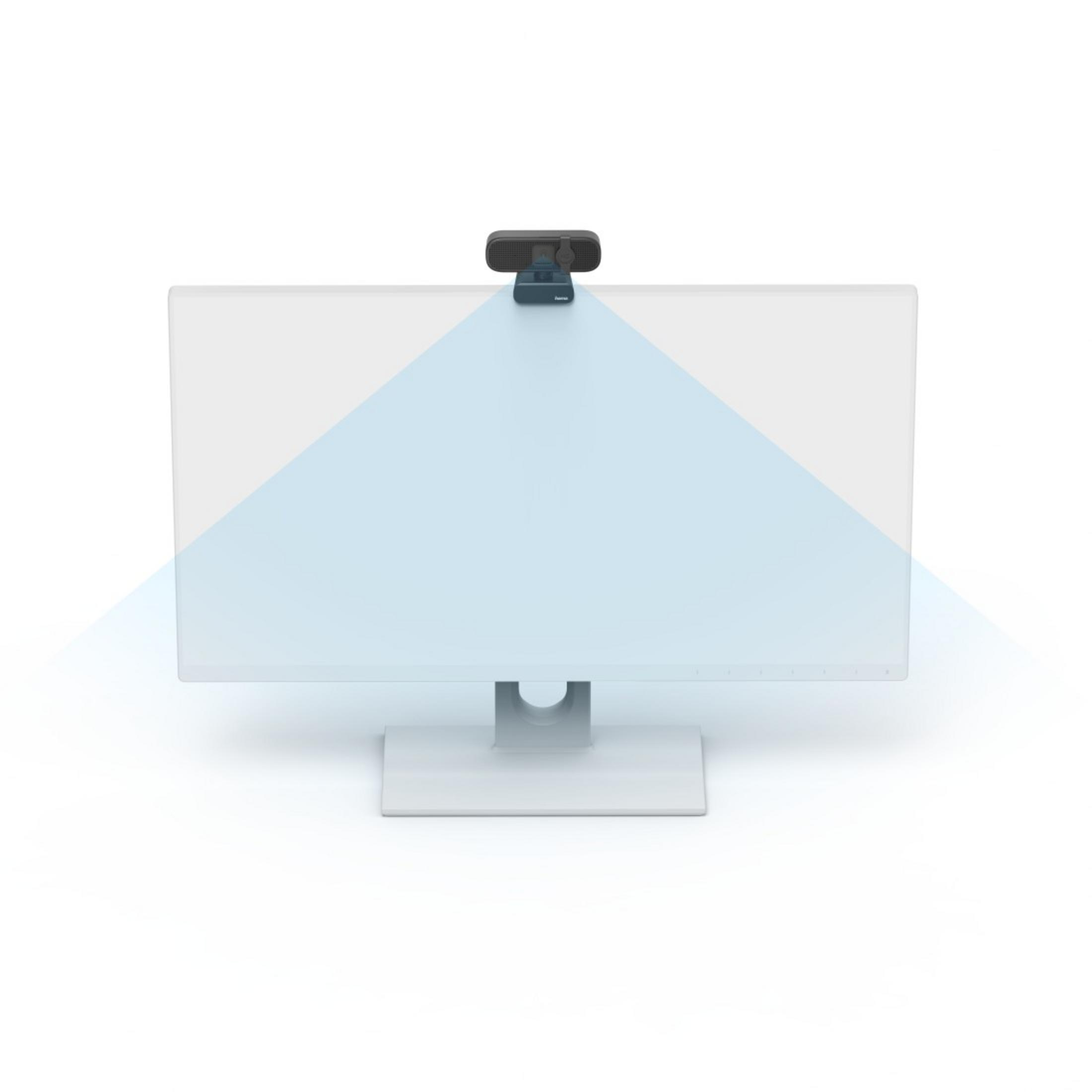 Webcam su monitor con indicatore campo visivo blu