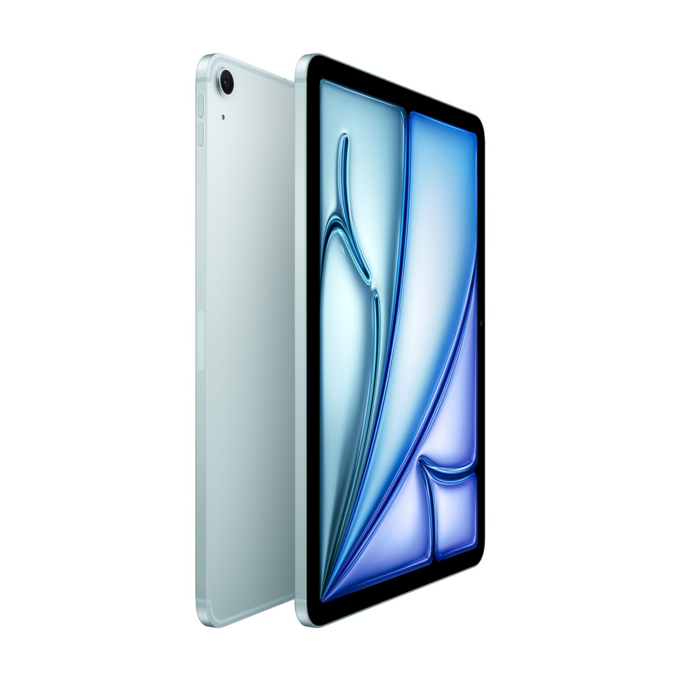 Un tablet verde chiaro con schermo e fotocamera, isolato su sfondo bianco.