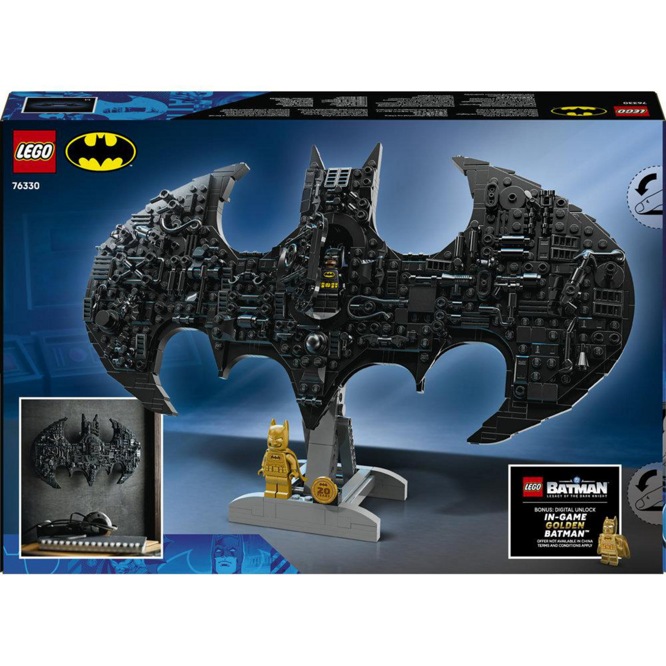 Set del símbolo de Batman de LEGO con minifigura dorada de Batman.