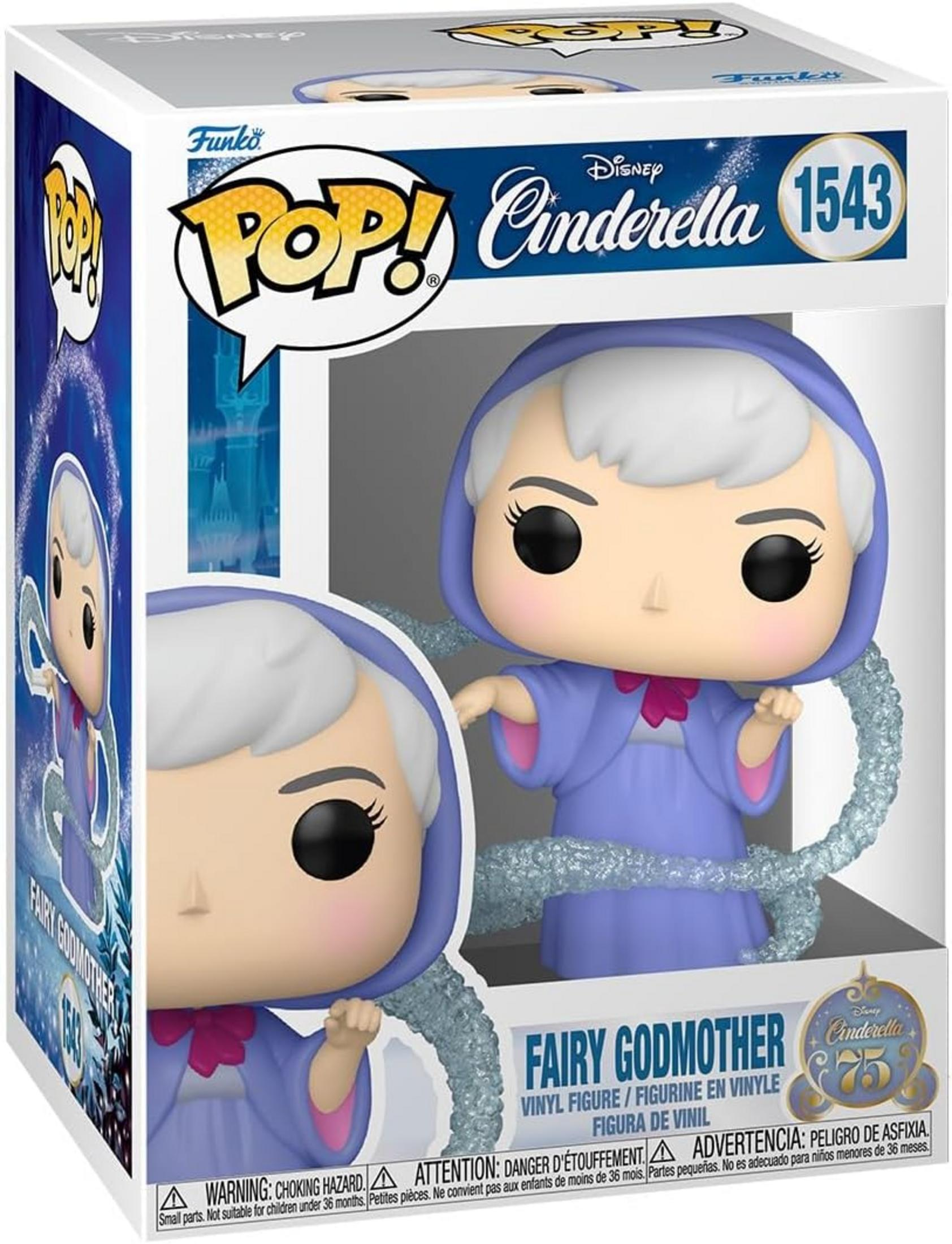 Statua in vinile Funko Pop! della Fata Madrina di Cenerentola in veste blu.