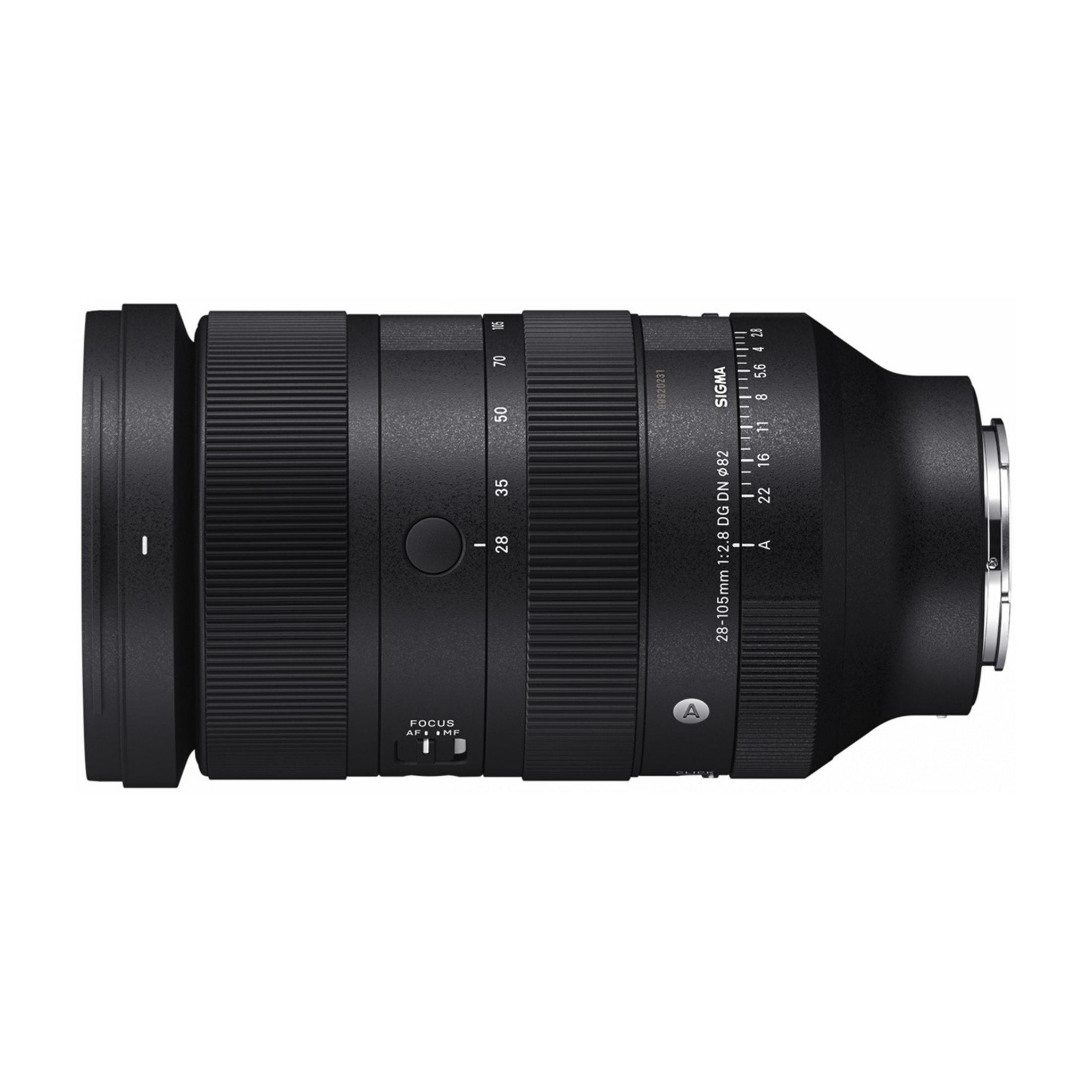 Un objectif SIGMA noir 28-105mm avec réglages de mise au point.