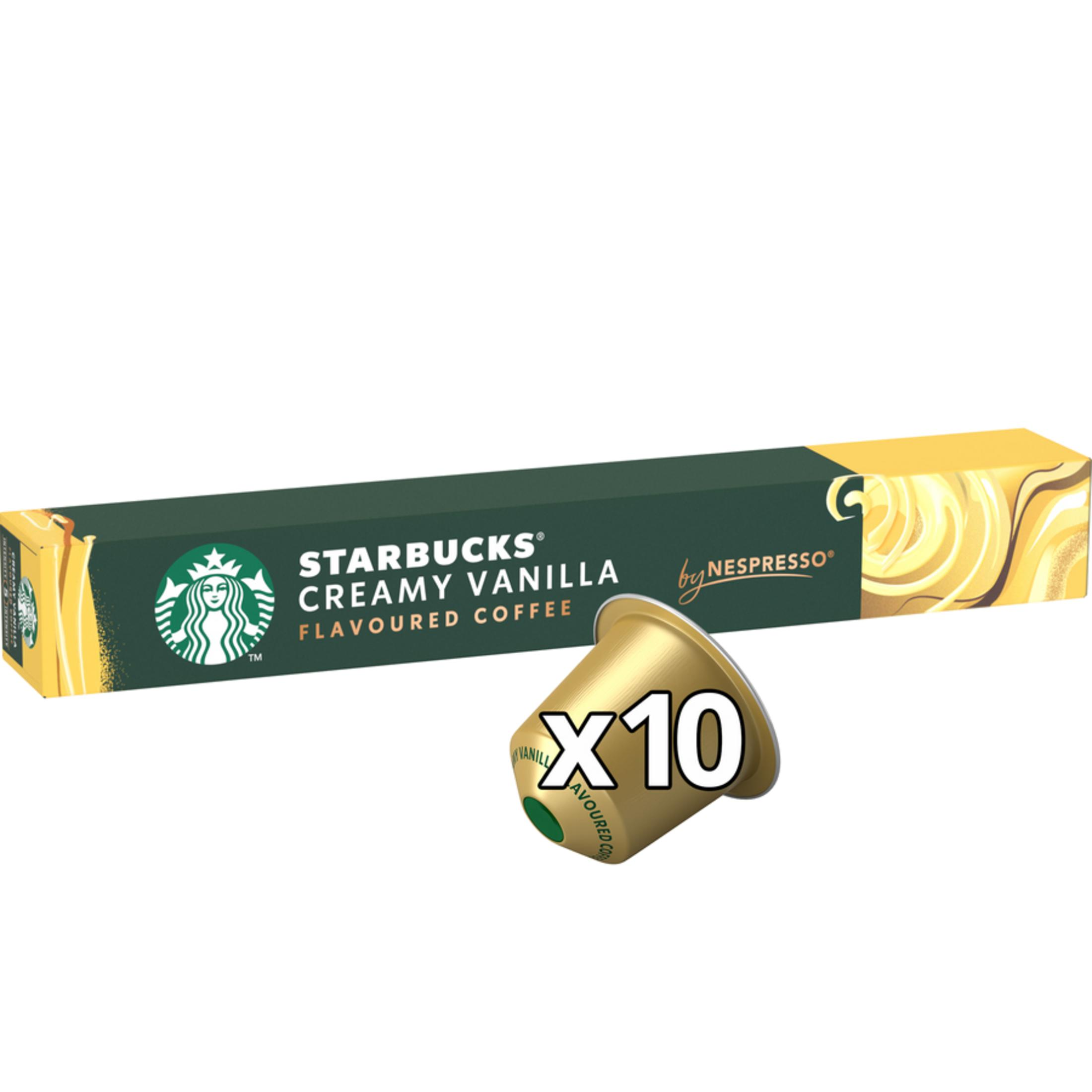 Capsula caffè Starbucks Creamy Vanilla con confezione Nespresso e adesivo "X10".