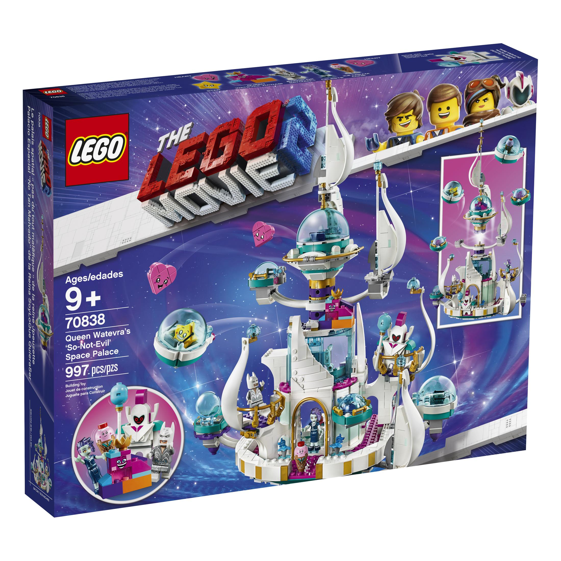 Boîte de jouets LEGO présentant le 'Palais Spatial de la Reine Watevra'.