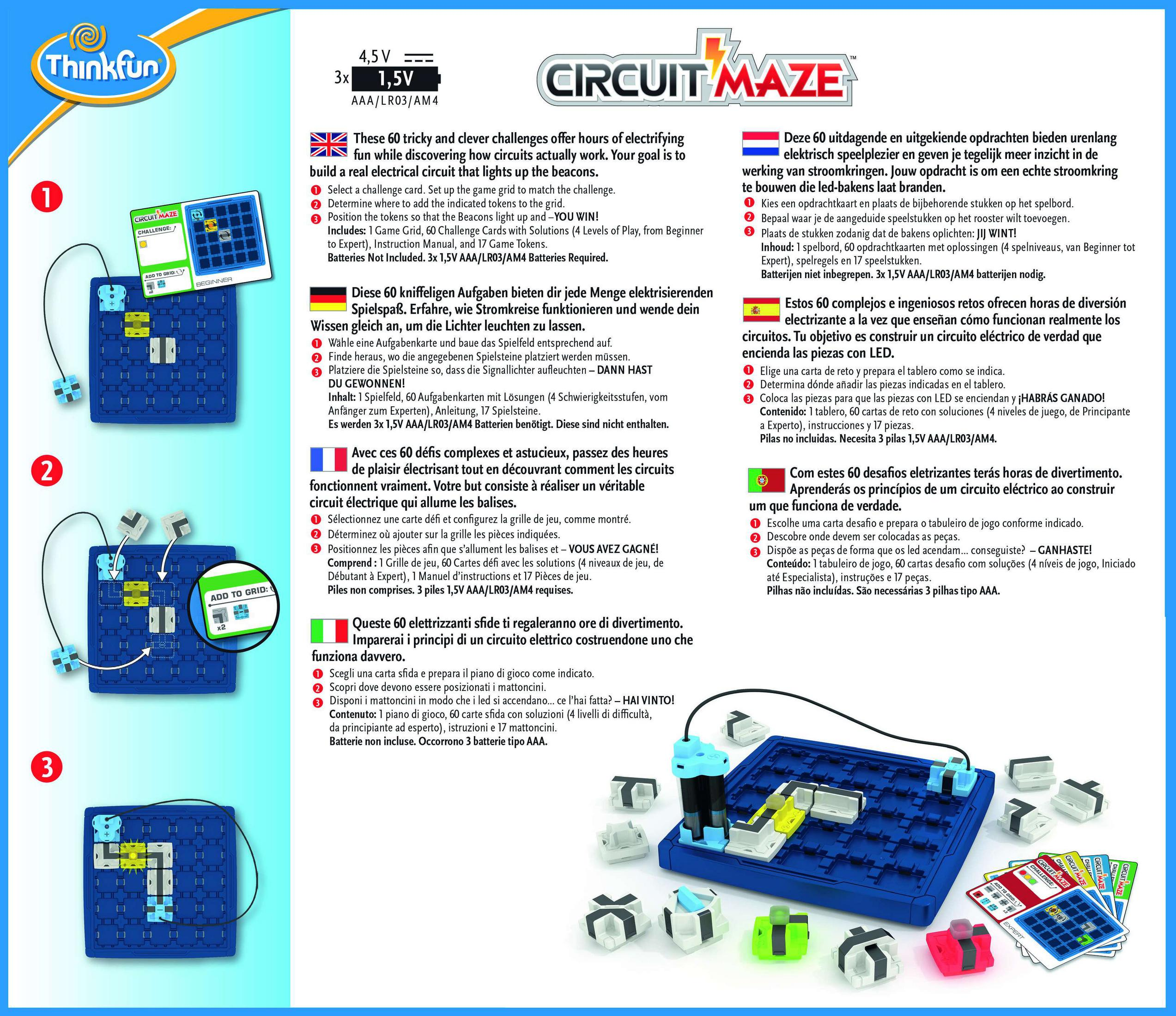 Un plateau de jeu Circuit Maze avec des pièces et des cartes, prêt pour un défi.