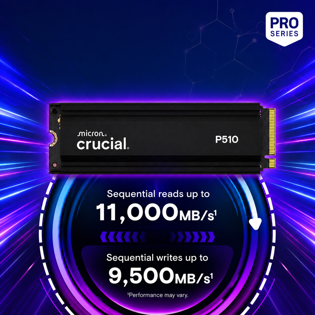 Crucial P510 SSD mit 11.000MB/s Lesen und 9.500MB/s Schreiben.