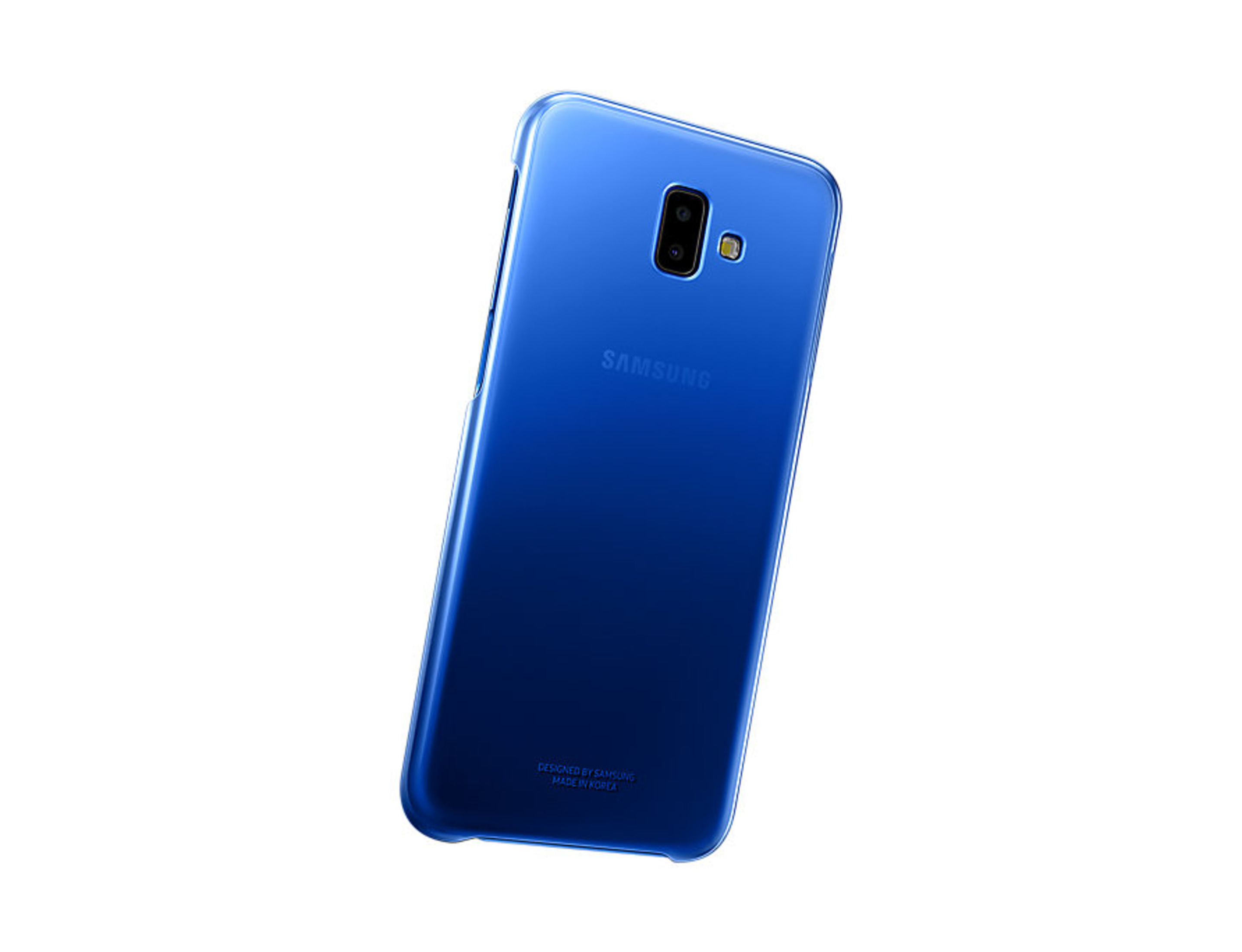 Retro di uno smartphone Samsung blu con doppia fotocamera e flash.