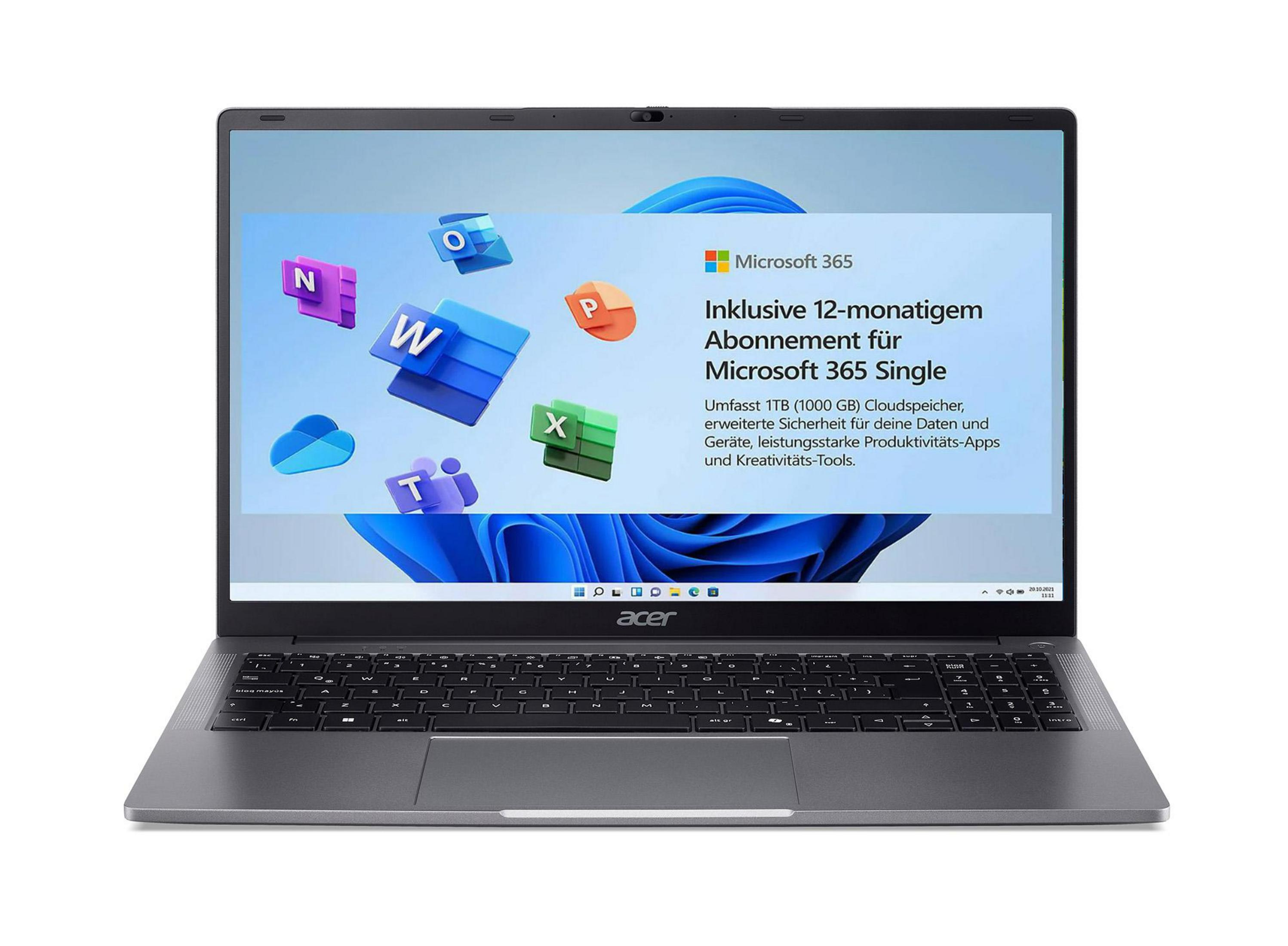 Ein Acer Laptop mit Microsoft 365-Werbung auf dem Bildschirm.