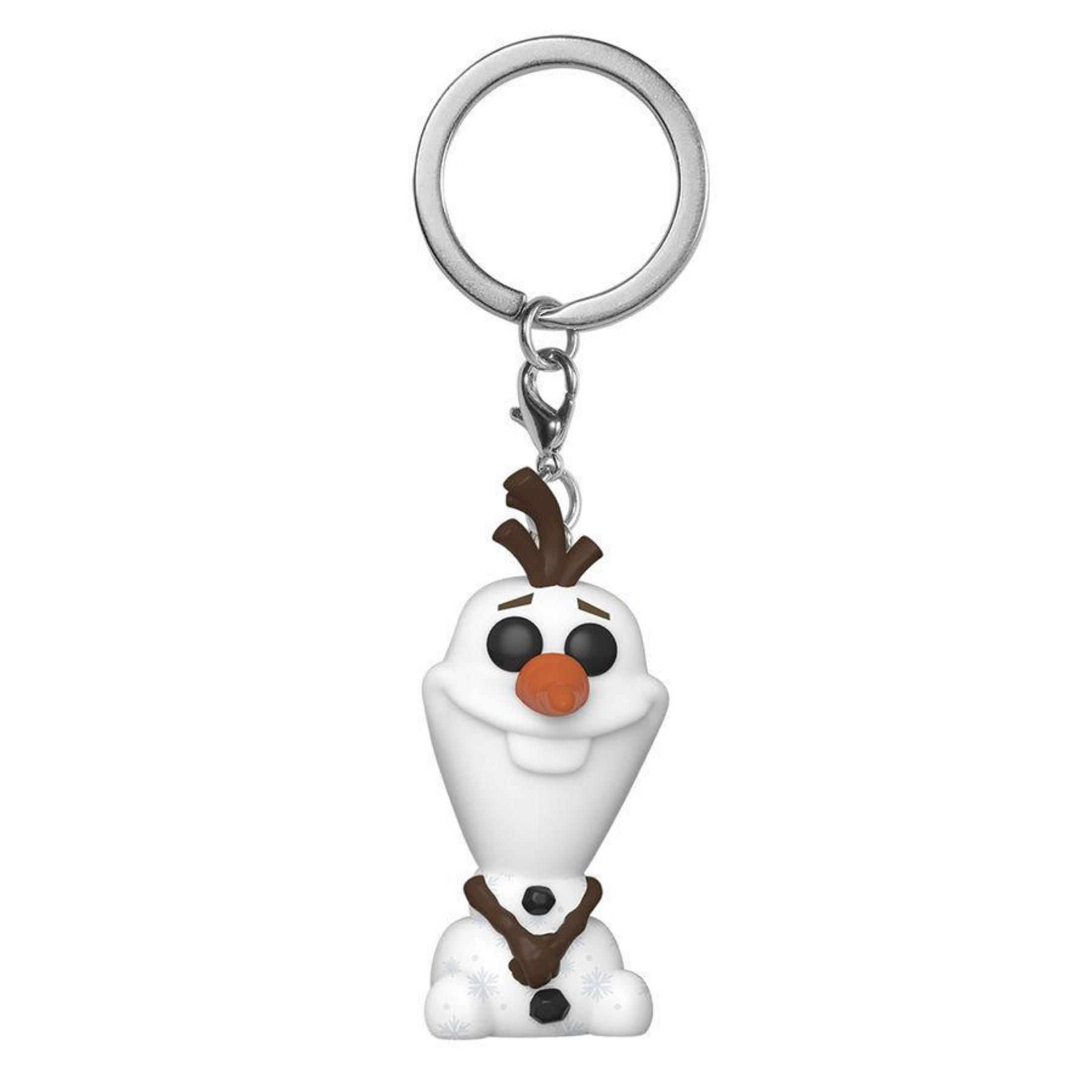 Schneemann-Schlüsselanhänger mit braunen Zweigen, schwarzen Augen und Karottennase.