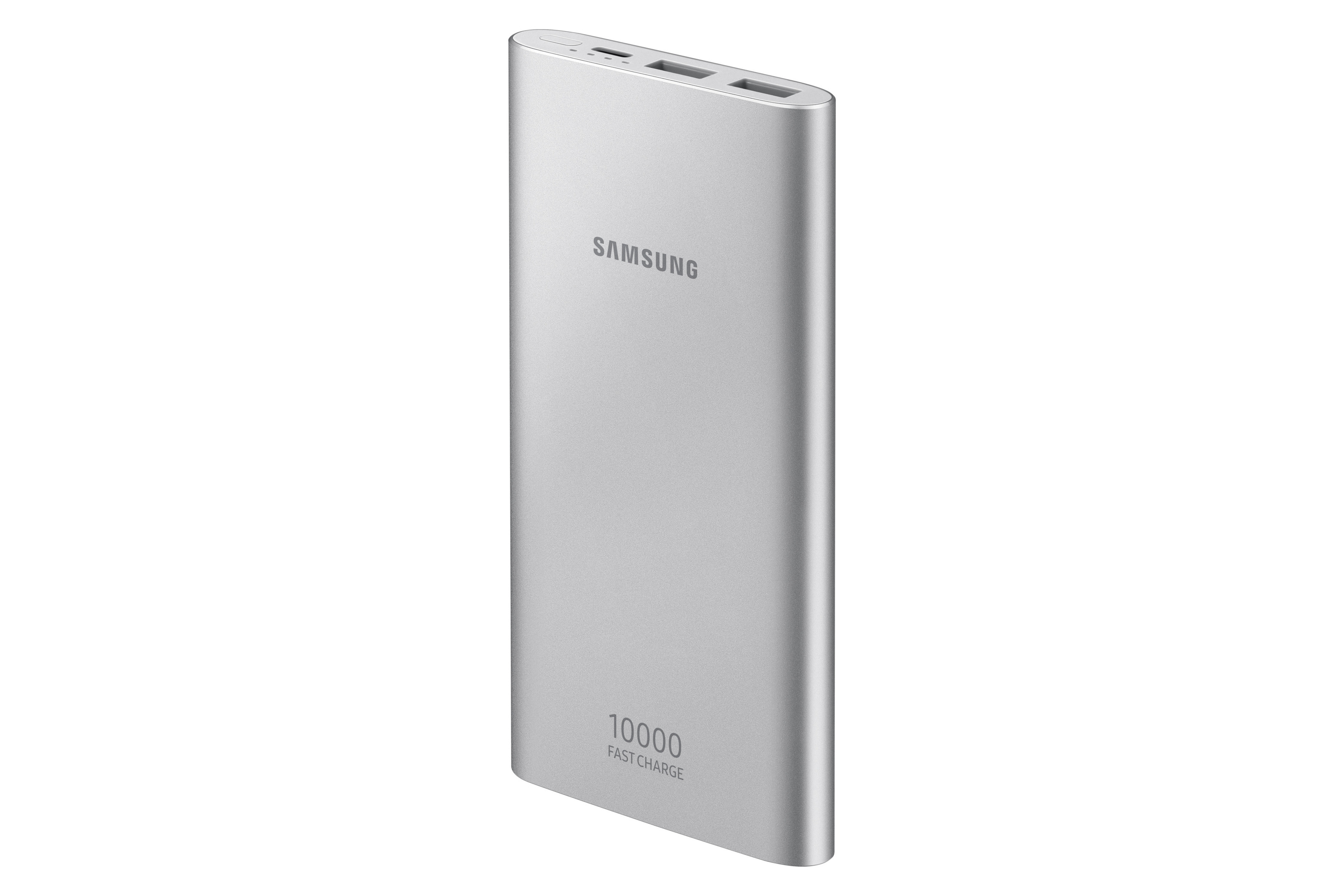 Batterie externe Samsung argentée 10000 charge rapide.