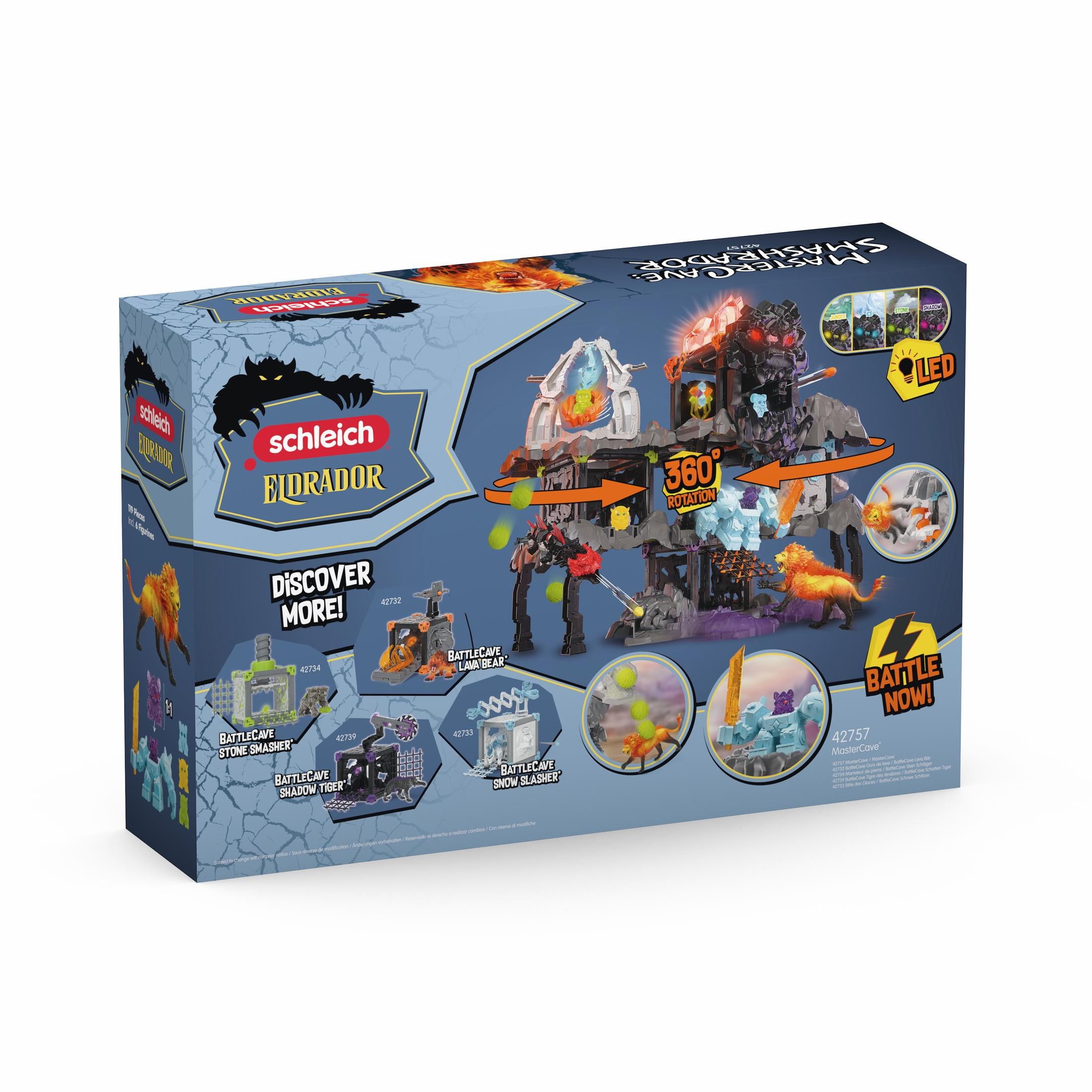 Schleich Eldrador Spielzeugverpackung mit detaillierten Szenen und Figuren.