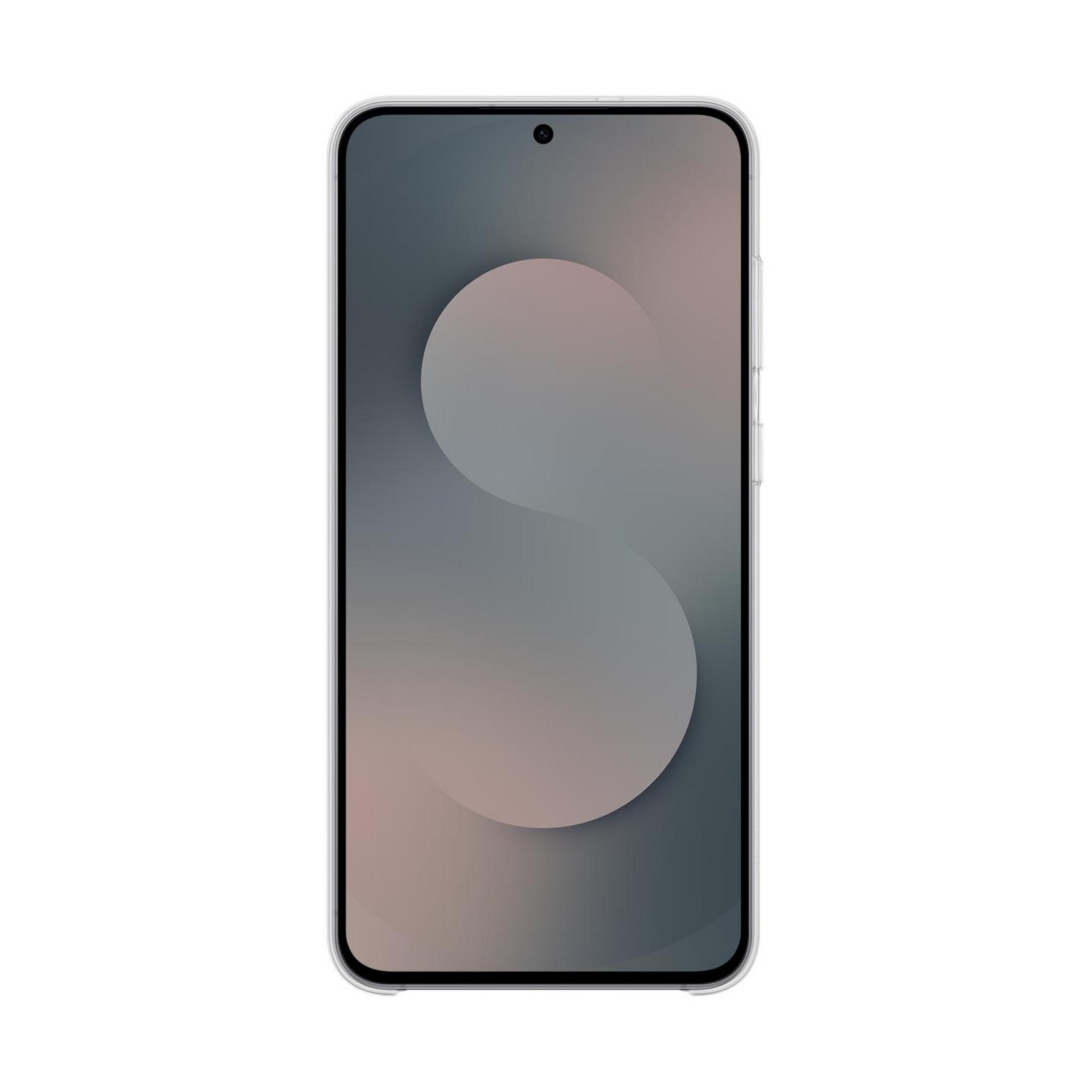Uno smartphone che mostra uno sfondo astratto grigio sul suo schermo.