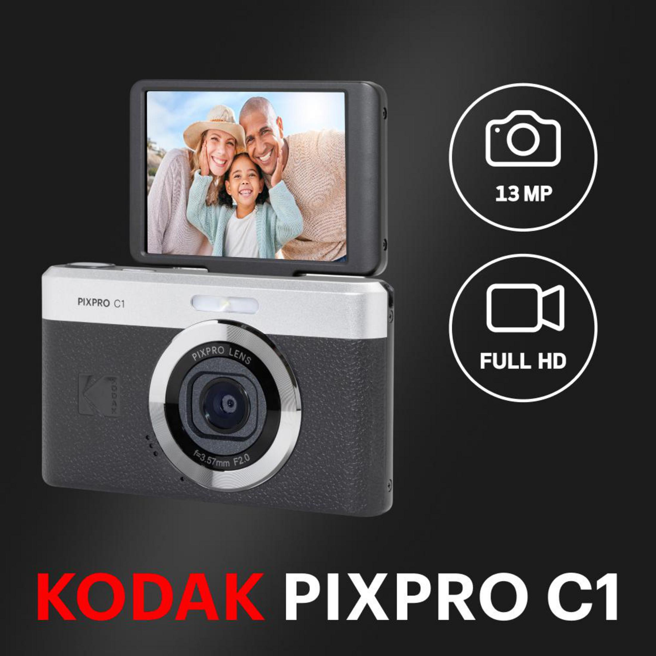 Kodak Pixpro C1 Kamera mit Familie auf dem Display, 13MP, Full HD.