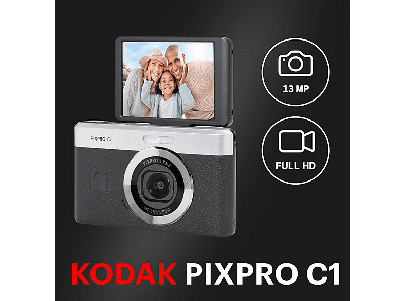 Cámara compacta | KODAK Pixpro C1, 13 megapixel, 1Pixel, Negro