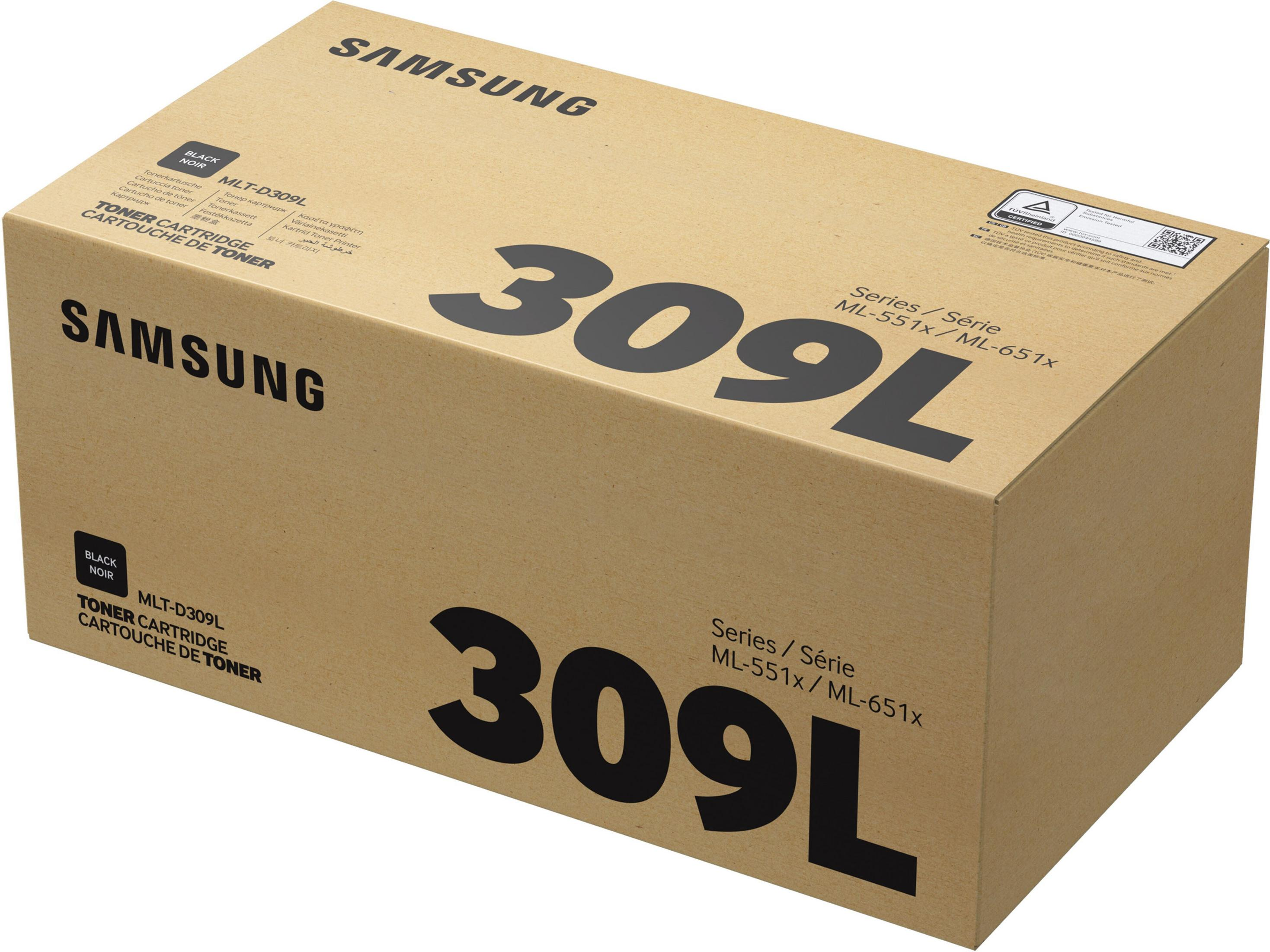 Eine braune Samsung Tonerpatrone MLT-D309L mit der Aufschrift 309L.