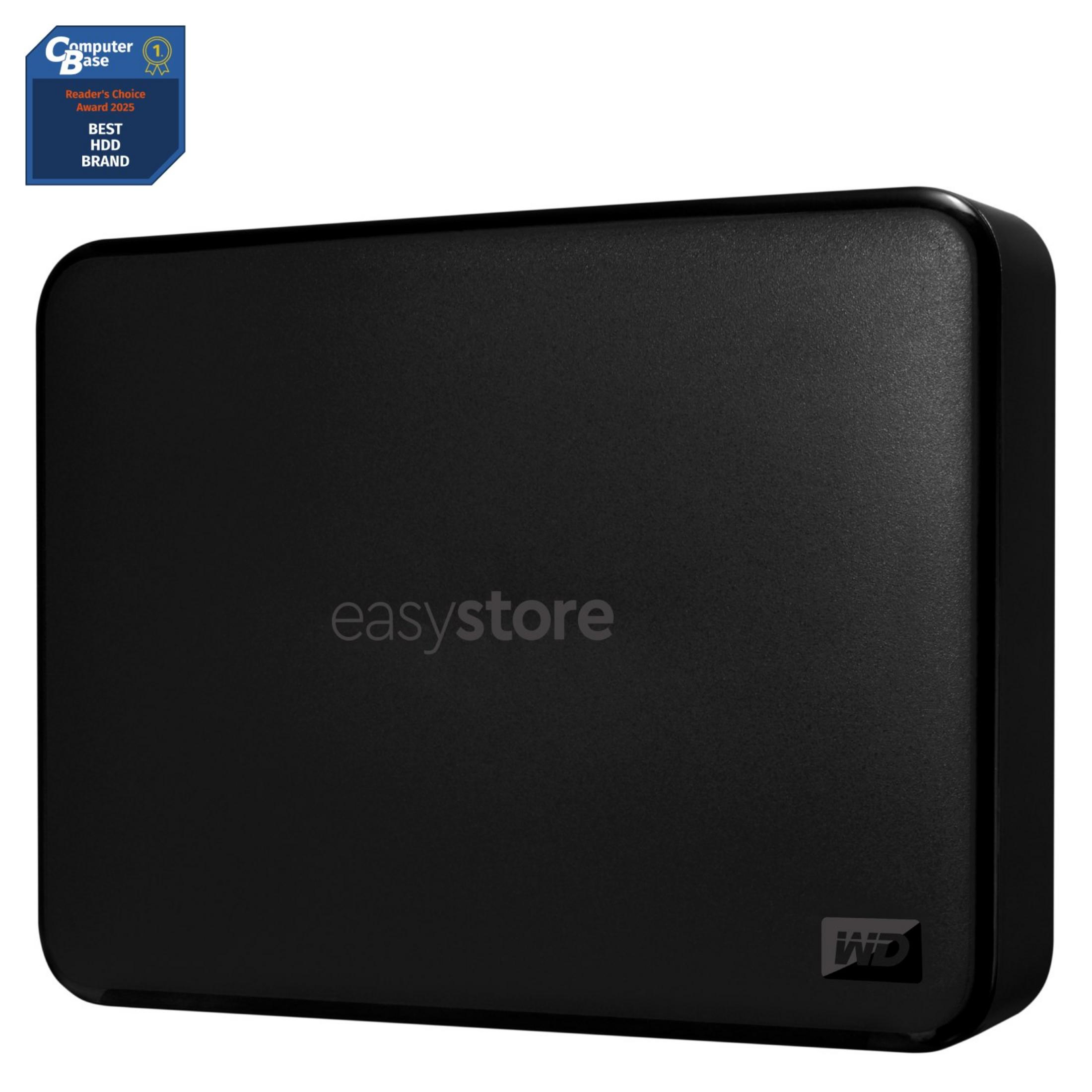 Hard disk esterno nero con loghi Easystore e WD.