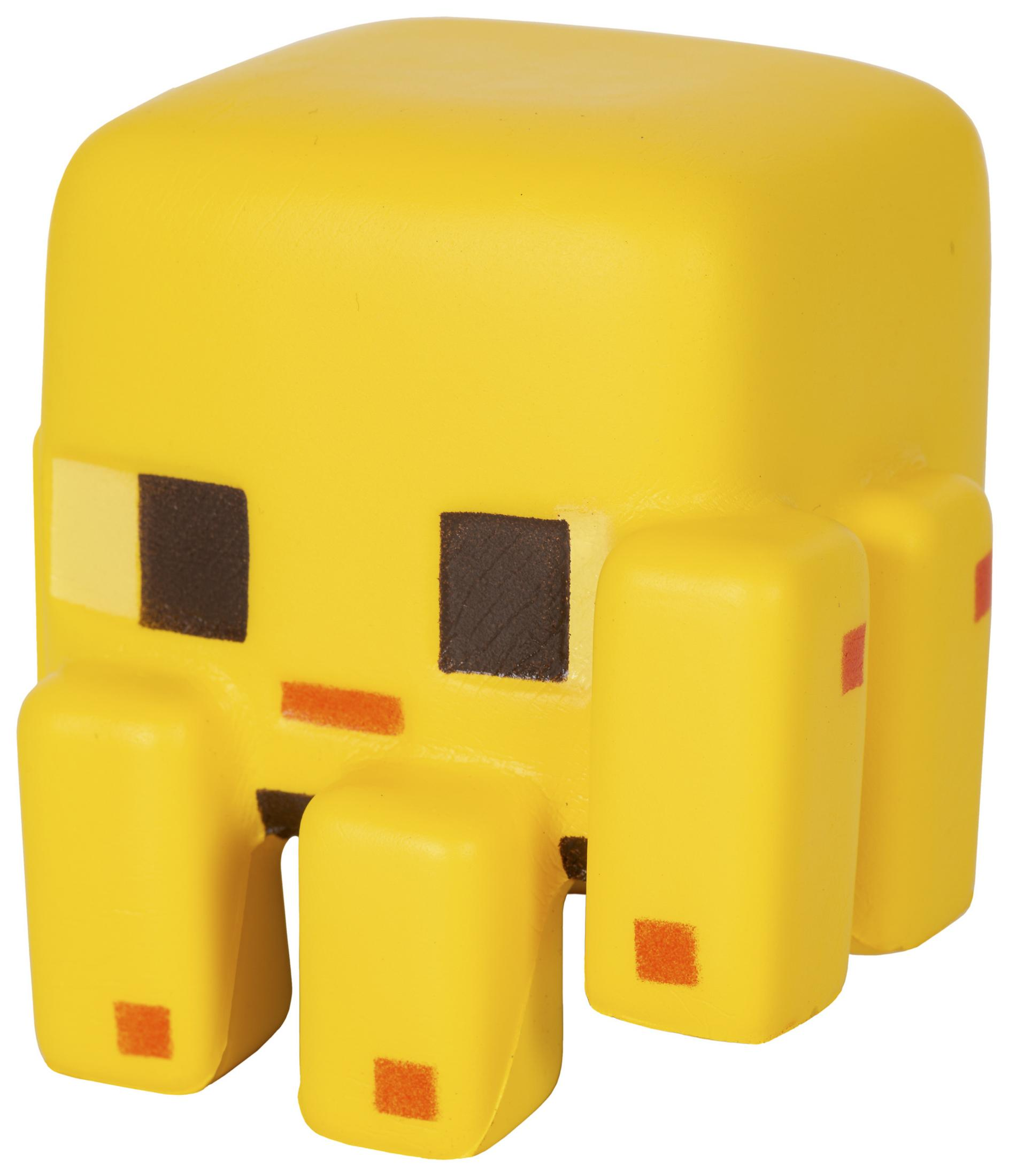 Ein gelbes Minecraft-Squishy mit 4 Beinen und dunklen Augen.