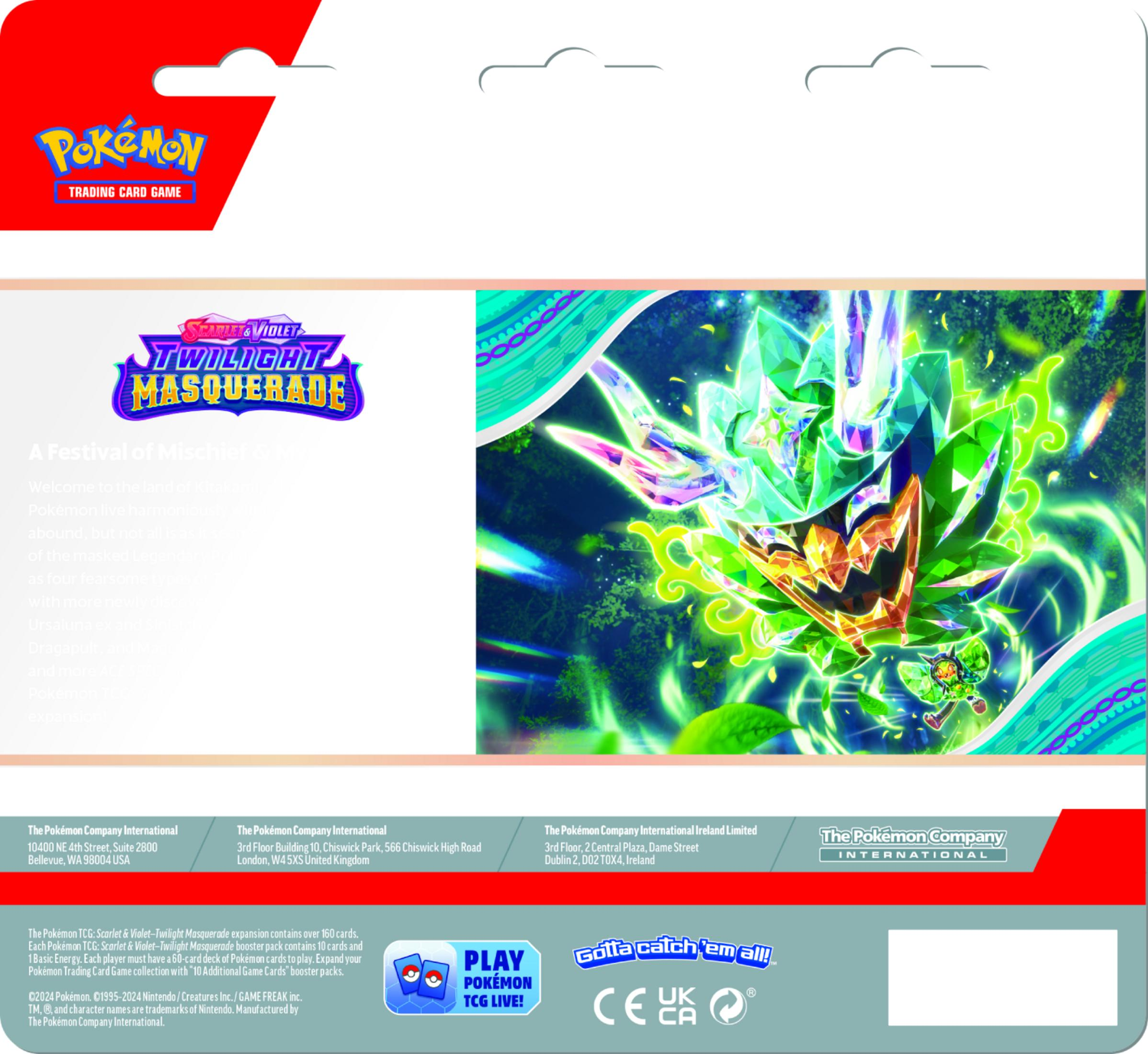 Pokémon-Karten-Spiel: Twilight Masquerade-Erweiterung mit grünen Kristallen.