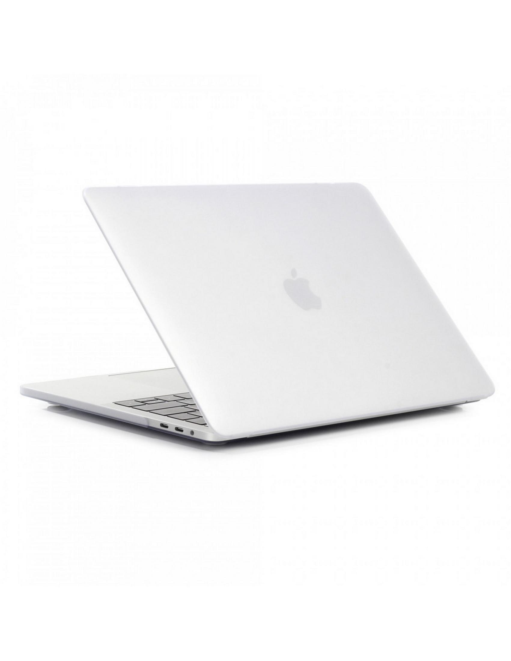 Un portátil plateado con el logo de Apple en la tapa, sobre fondo blanco.