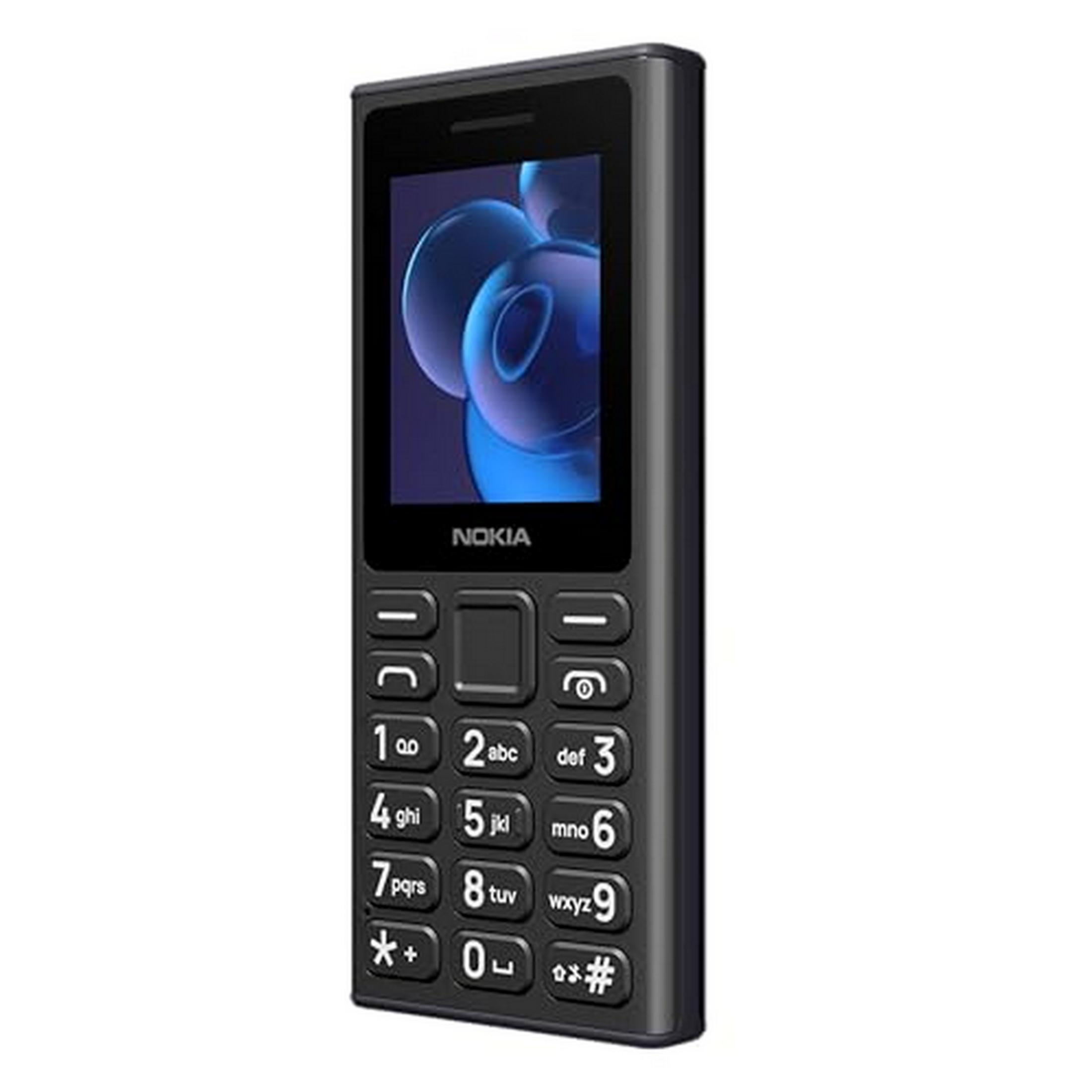 Un teléfono básico Nokia negro con un fondo de pantalla colorido en la pantalla.