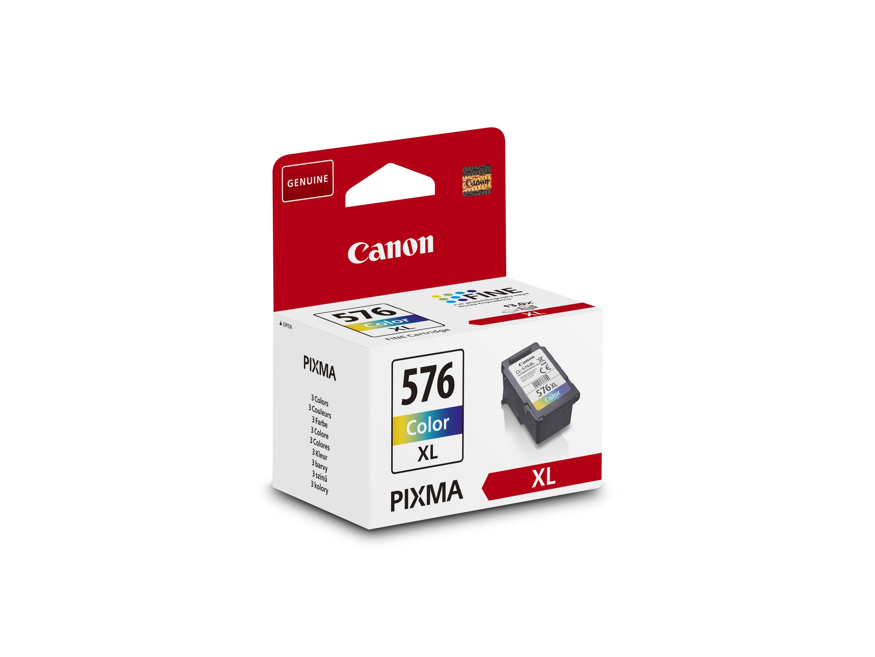 Pudełko kolorowego tuszu Canon 576 XL ze szczegółem wkładu.