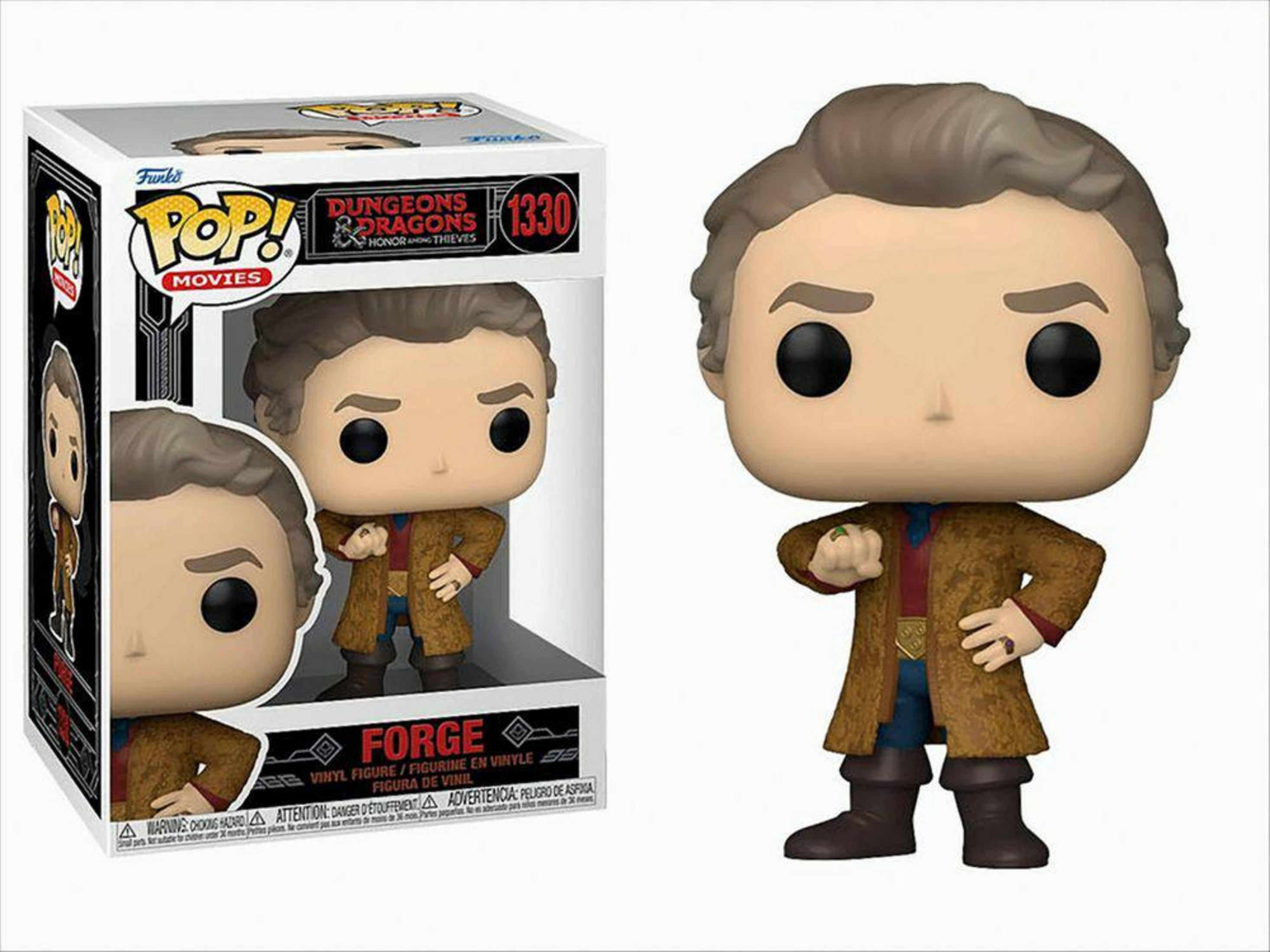 Action figure Funko Pop di Forge da Dungeons & Dragons, cappotto marrone, blu.