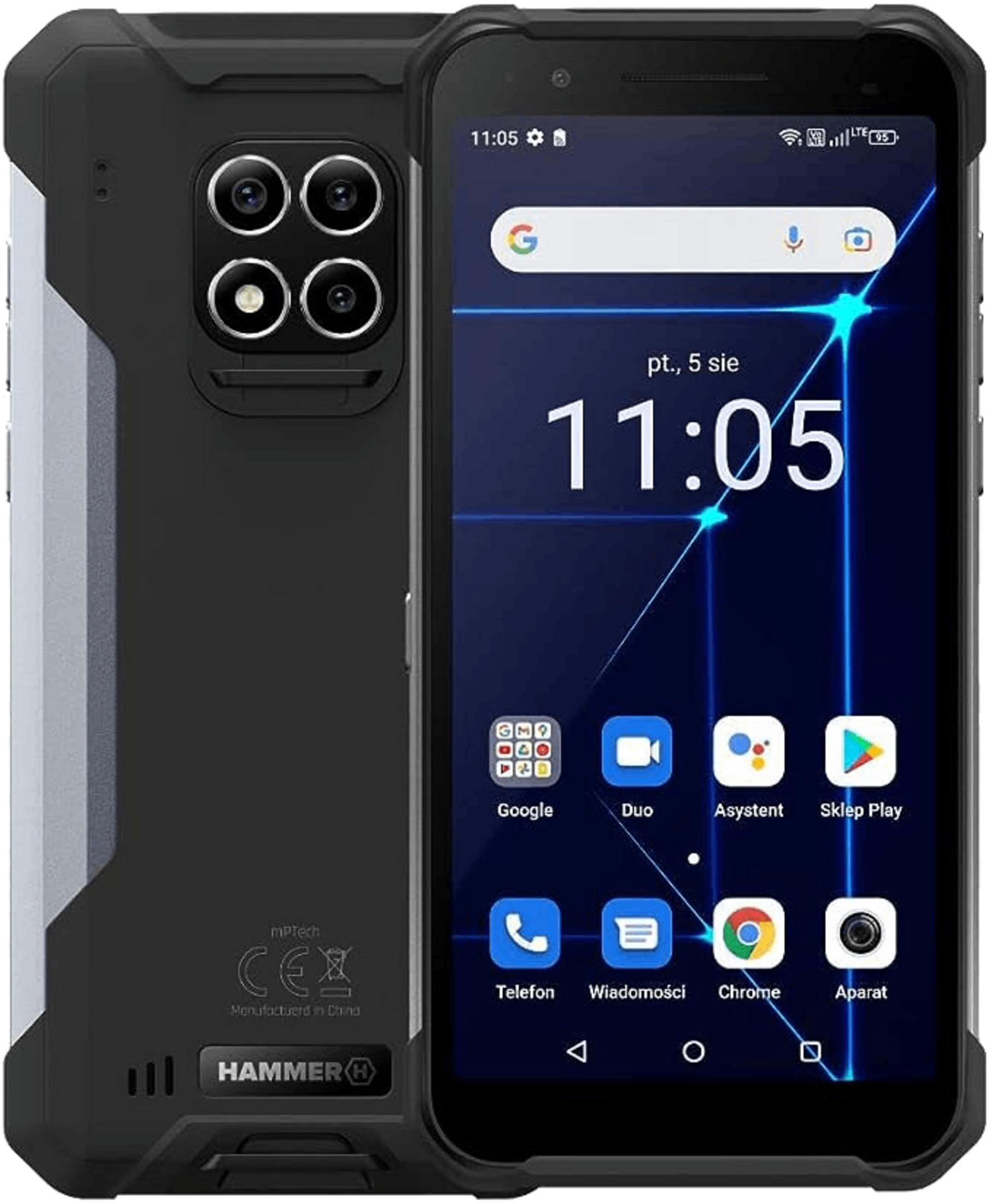 Smartphone robusto con quadrupla fotocamera posteriore e scocca scura.