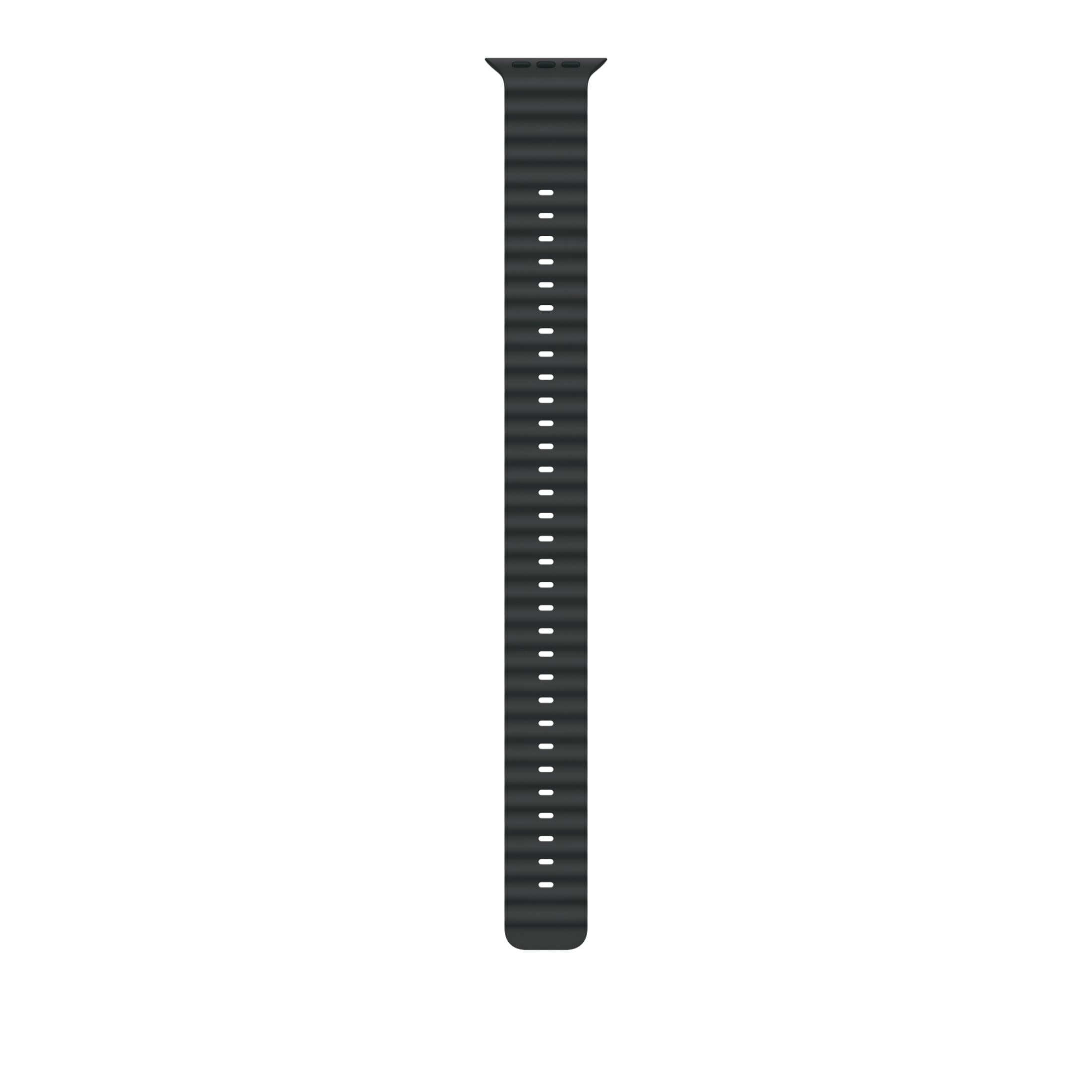 Un cinturino nero a coste per Apple Watch con molti piccoli fori.