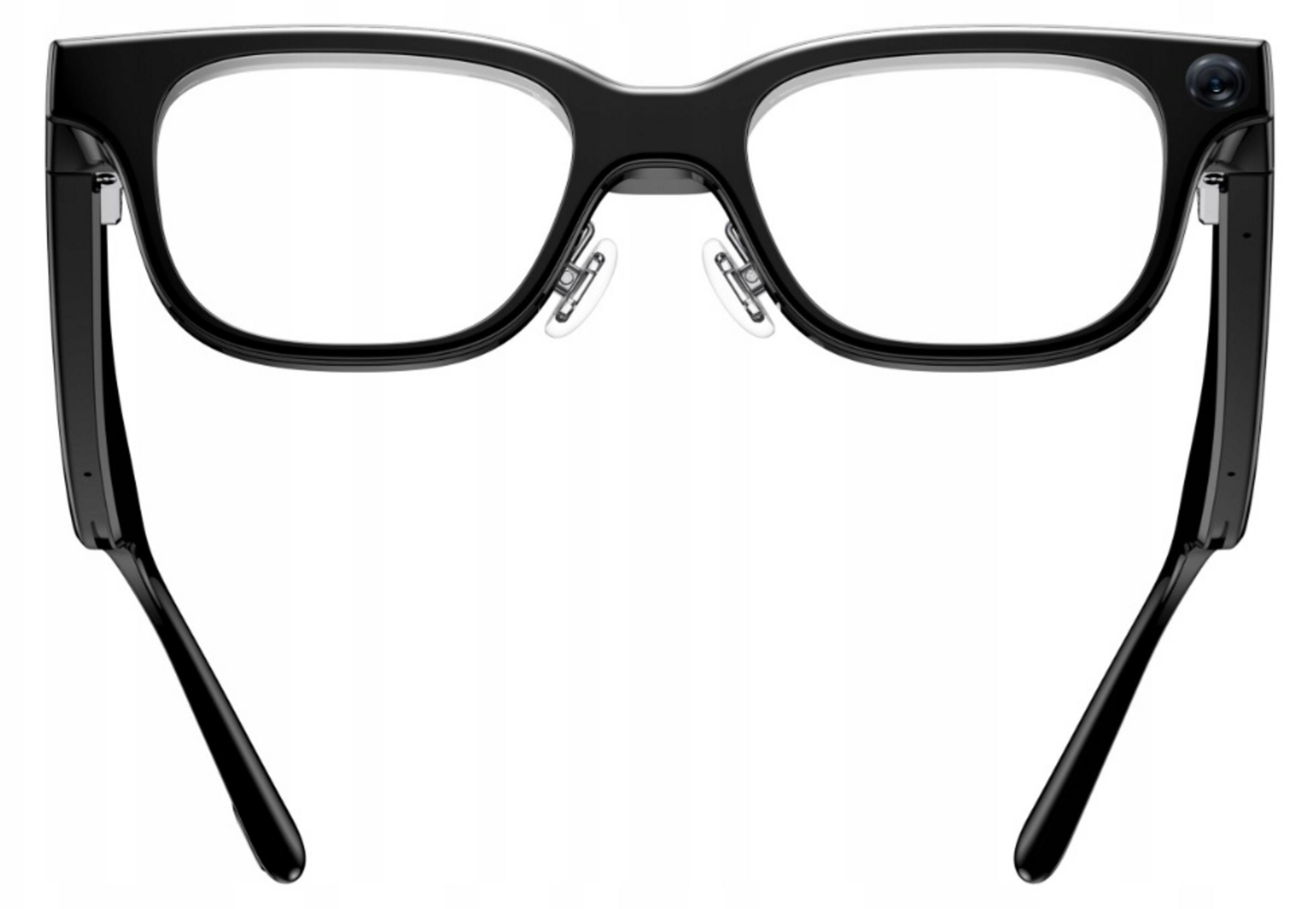 Gafas negras con cámara arriba a la derecha, sobre fondo blanco.