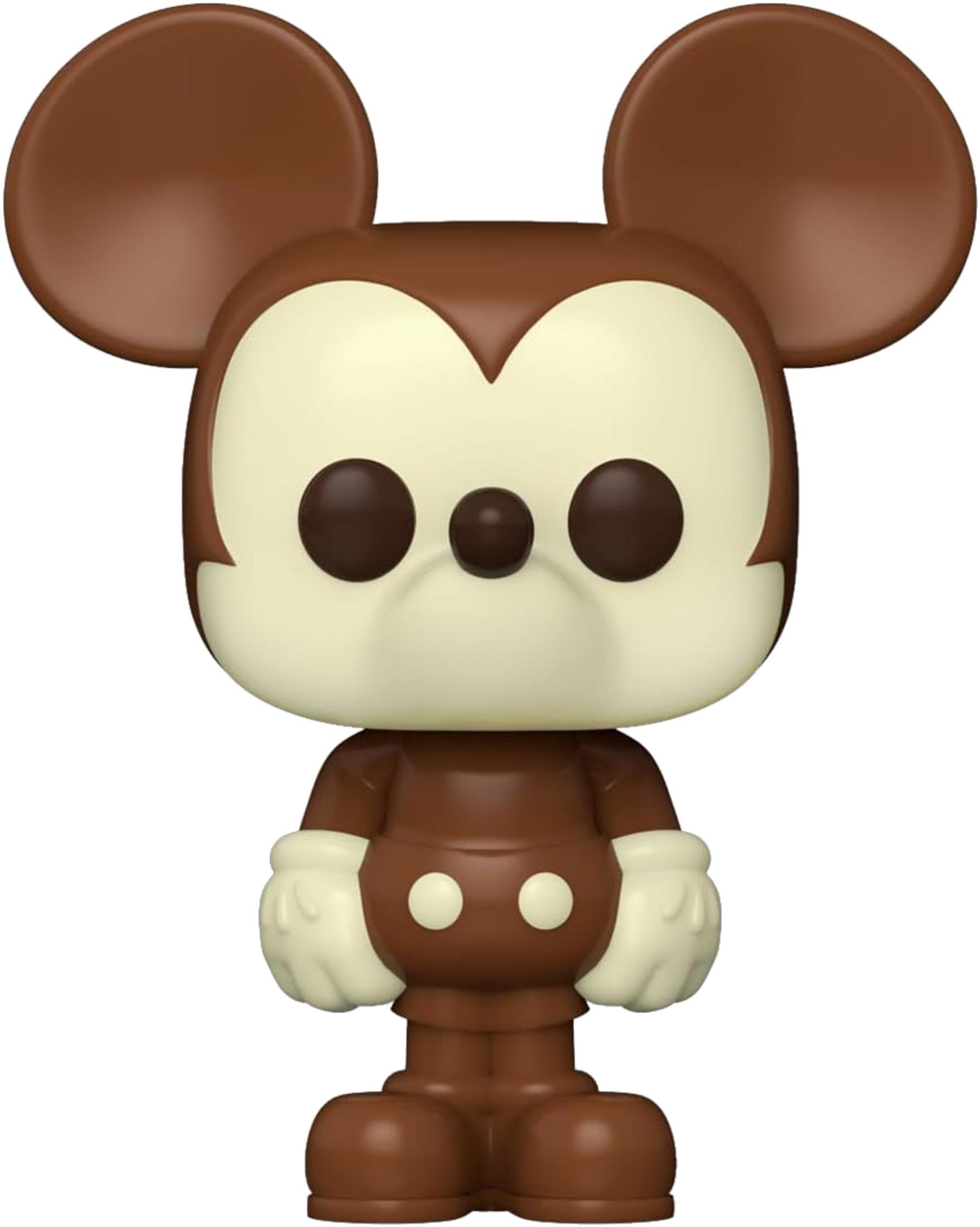 Una figura marrone di Topolino con viso e mani color crema.